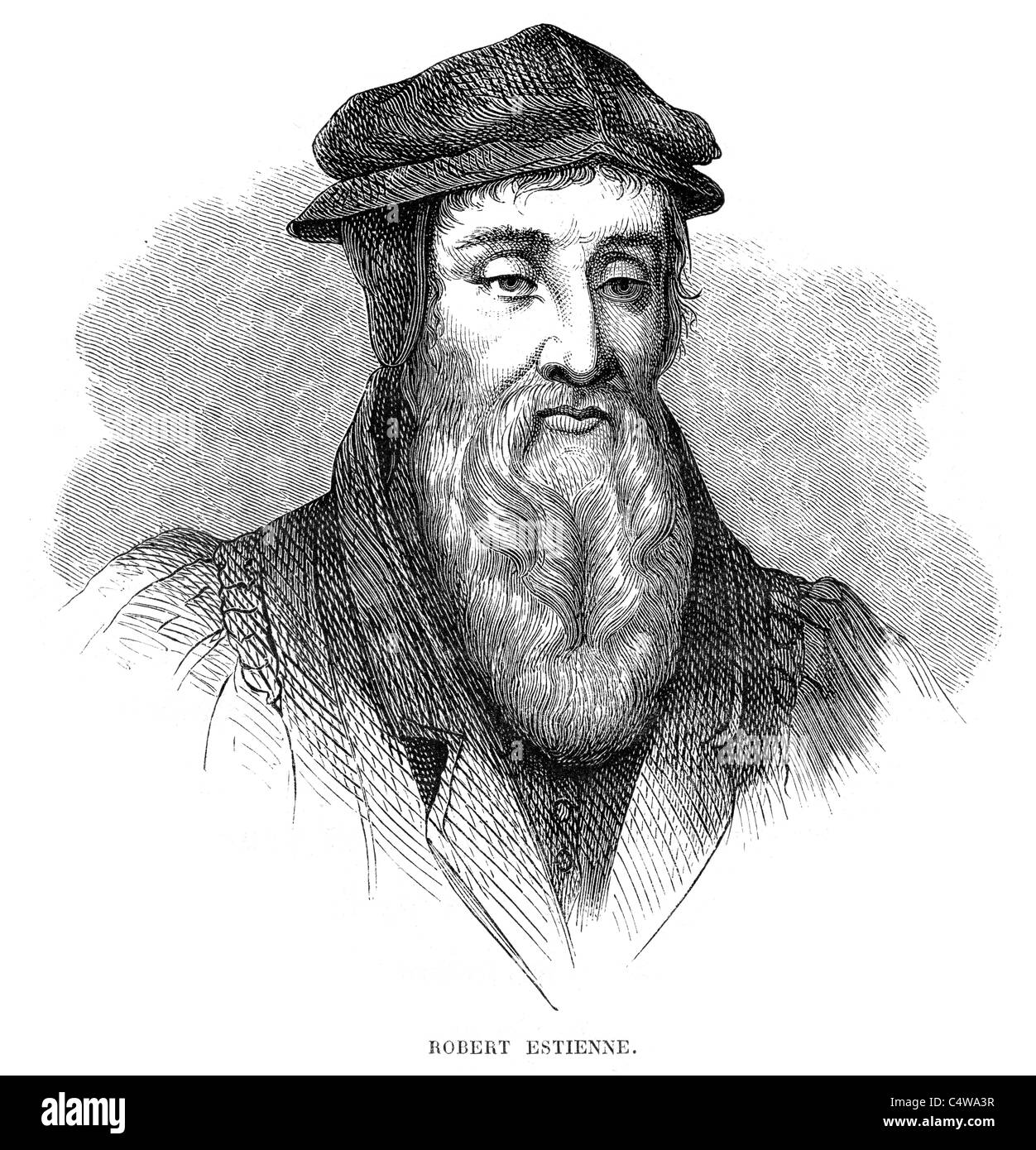 Robert Estienne known as Robertus Stephanus in Latin a 16th century printer and classical scholar in Paris. Stock Photo