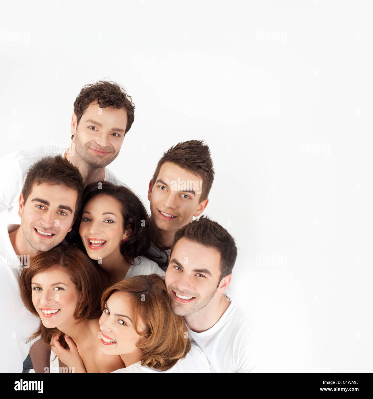 smiling having fun group of friends with copy space Stock Photo - Alamy