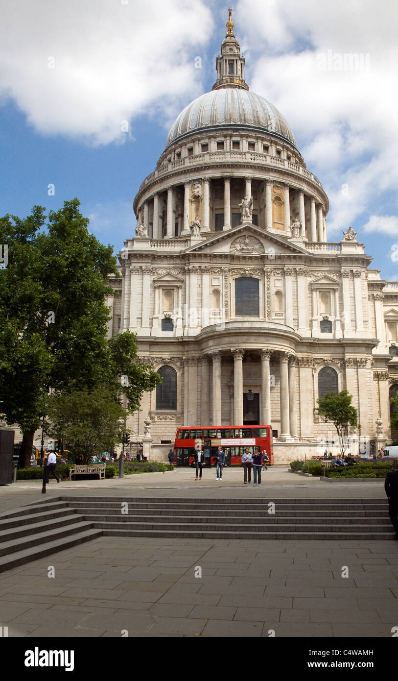 View of St Paul's cathedral from the south on Jubilee Walkway, City of London, London Stock Photo
