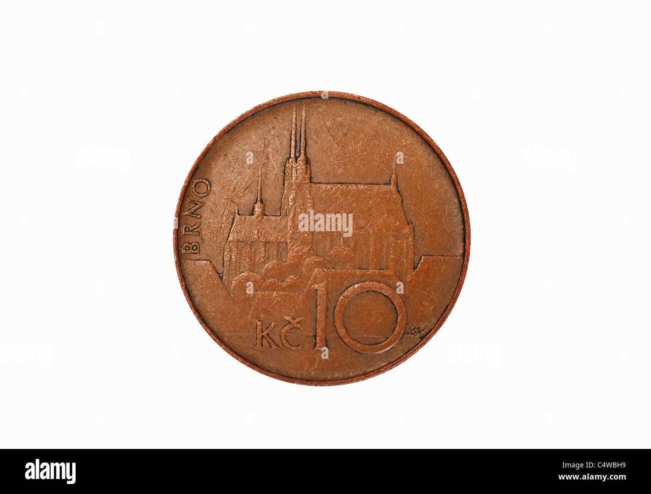 Detailansicht einer tschechischen 10 Kronen Münze | Detail photo of a czech 10 koruna coin Stock Photo