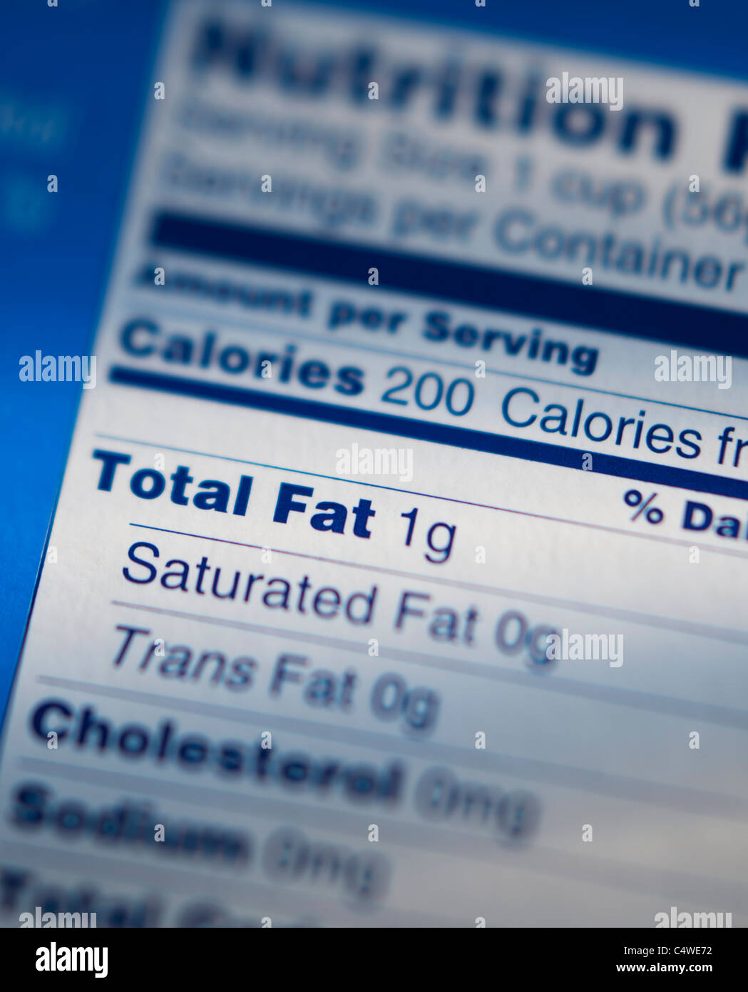 Close-up of nutrition information Stock Photo