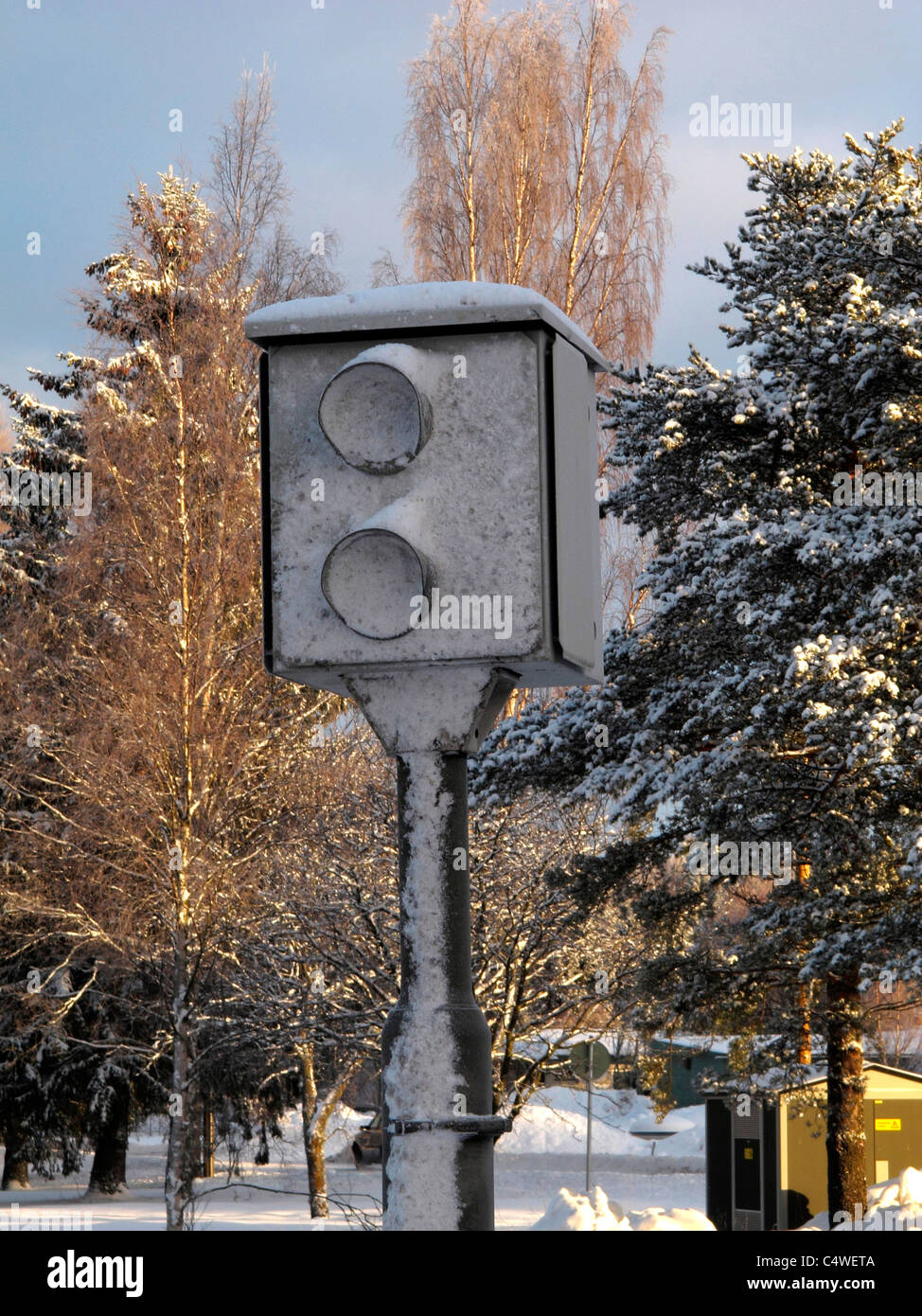 speed control camera in frozen ice Stock Photo