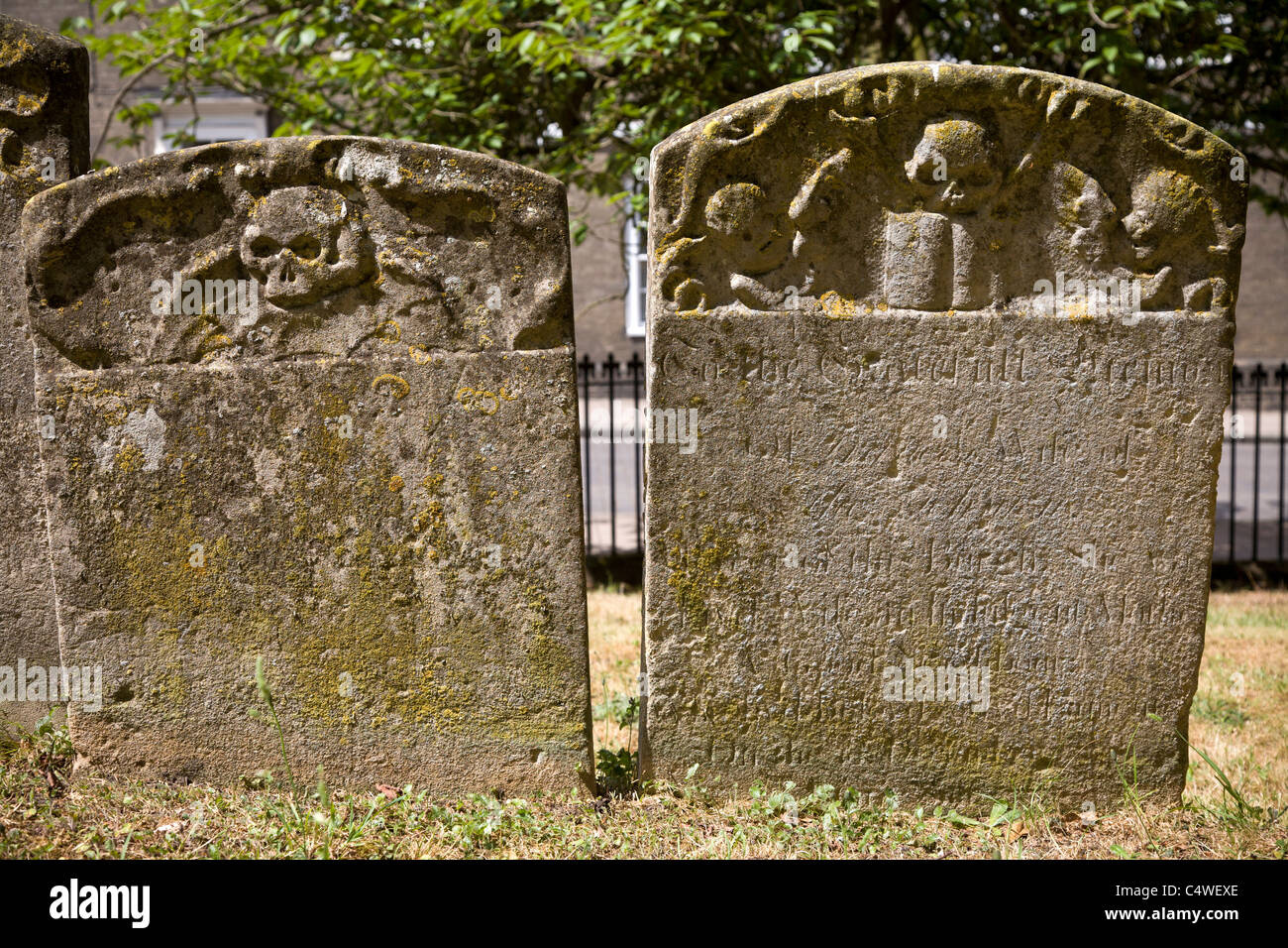 Headstone symbolism, depicting death or mortality. Stock Photo