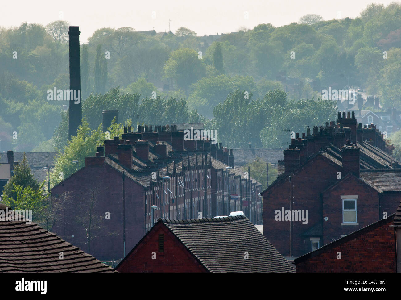 An urban landscape of Potteries factory housing in Middleport, Stoke-on-Trent, Staffordshire, England. Stock Photo