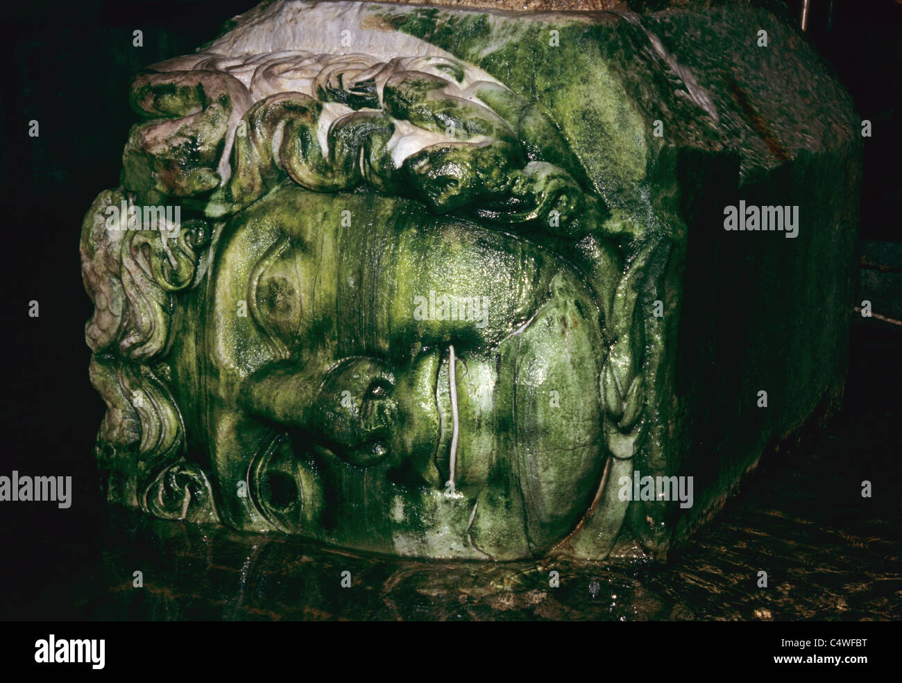 Medusa head, Basilica Cistern, İstanbul, Turkey 000531 2324 Stock Photo