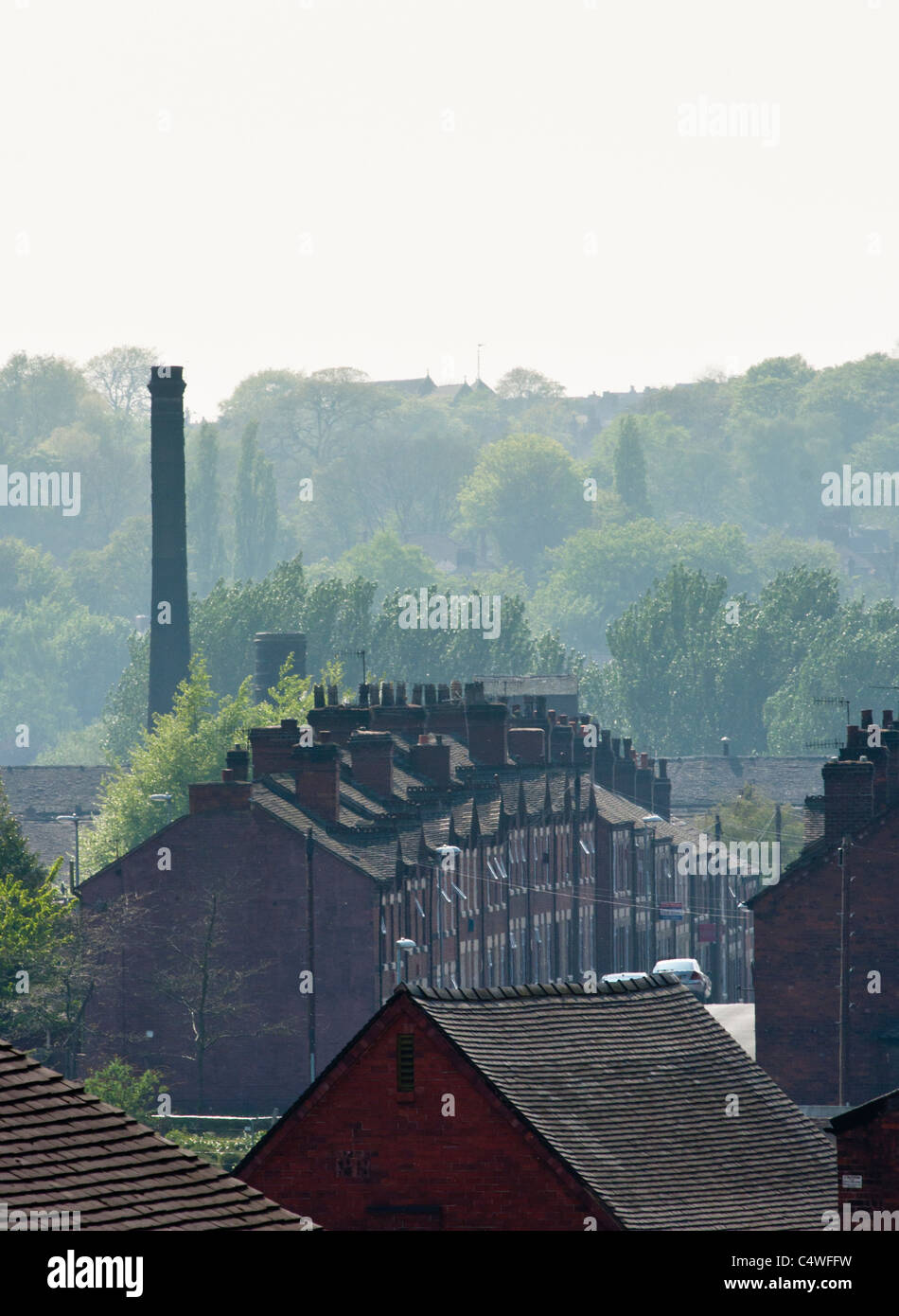 An urban landscape of Potteries factory housing in Middleport, Stoke-on-Trent, Staffordshire, England. Stock Photo