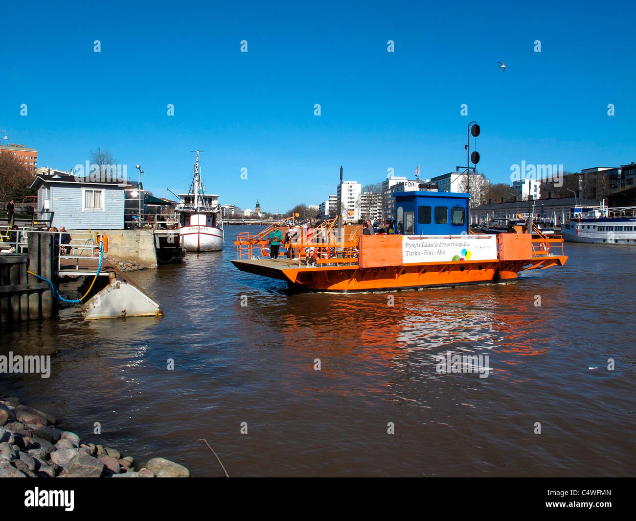 Scandinavia Finland Turku Aurajoki river ferry Stock Photo