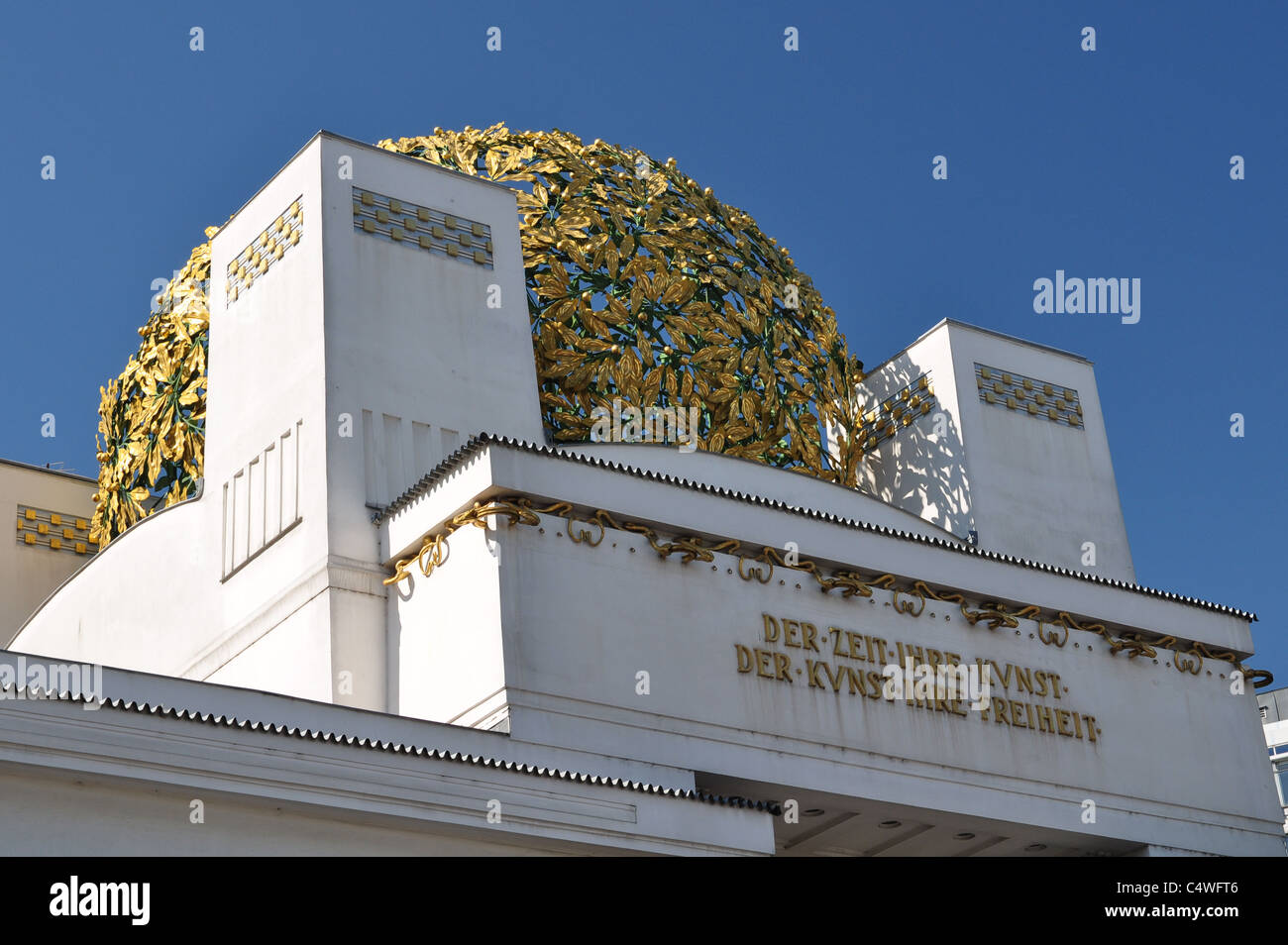 golden art nouveau cupola of the "sezession" museum in vienna Stock