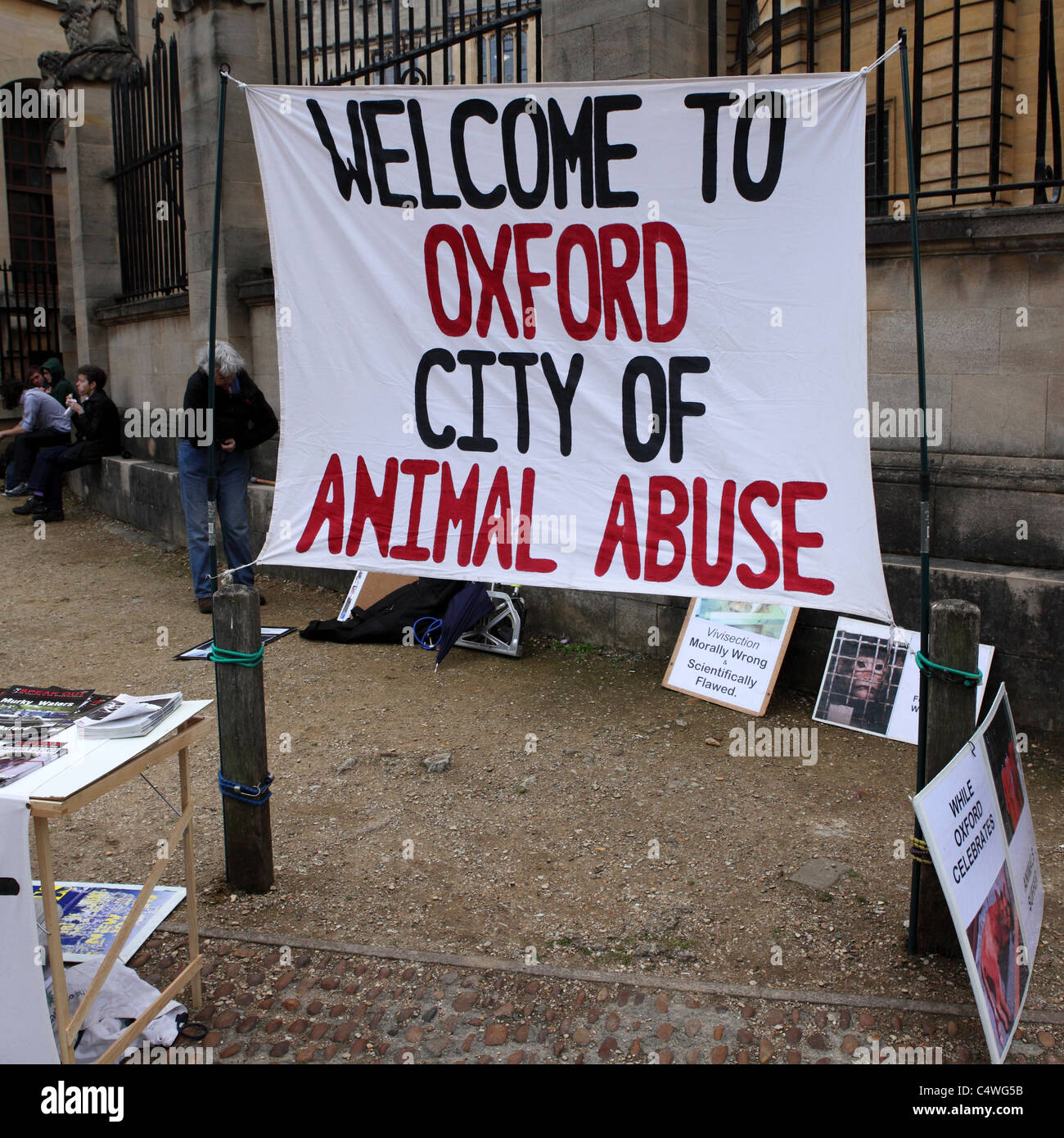 A protest by an animal rights group in the centre of Oxford in England. Stock Photo