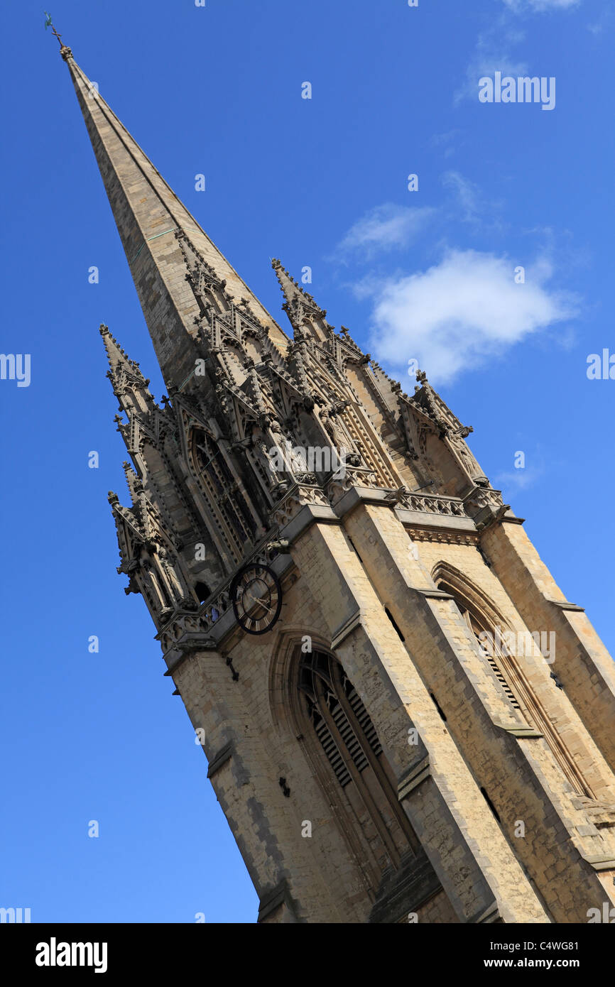 The spire of St Mary's Church (University Church of St Mary the Virgin) in Oxford, England. Stock Photo