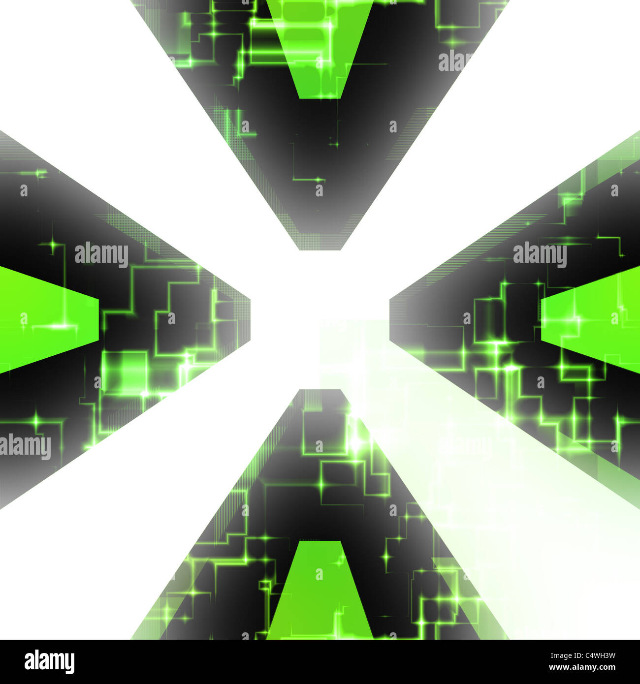 Green computer circuitry vortex that tiles seamlessly as a pattern ...