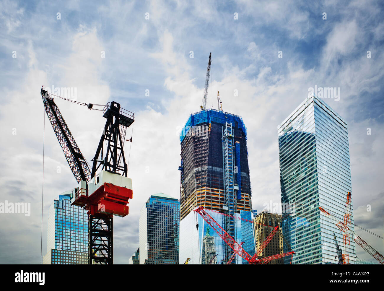 USA,New York,New York City,Modern skyscrapers under construction at ...