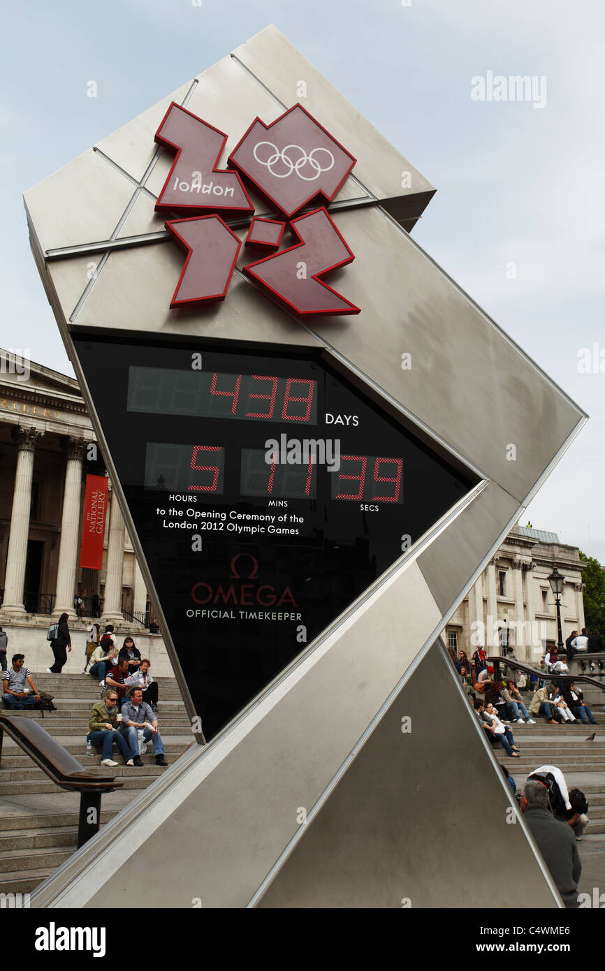 The London Olympic countdown clock in Trafalgar Square Stock Photo