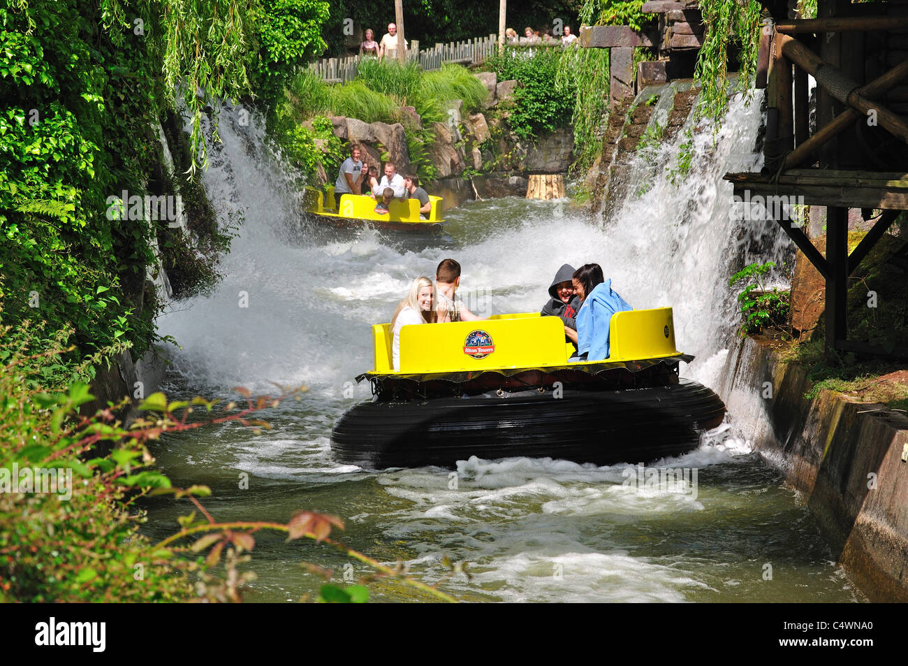 'Congo River Rapids' ride at Alton Towers Theme Park, Alton, Staffordshire, England, United Kingdom Stock Photo