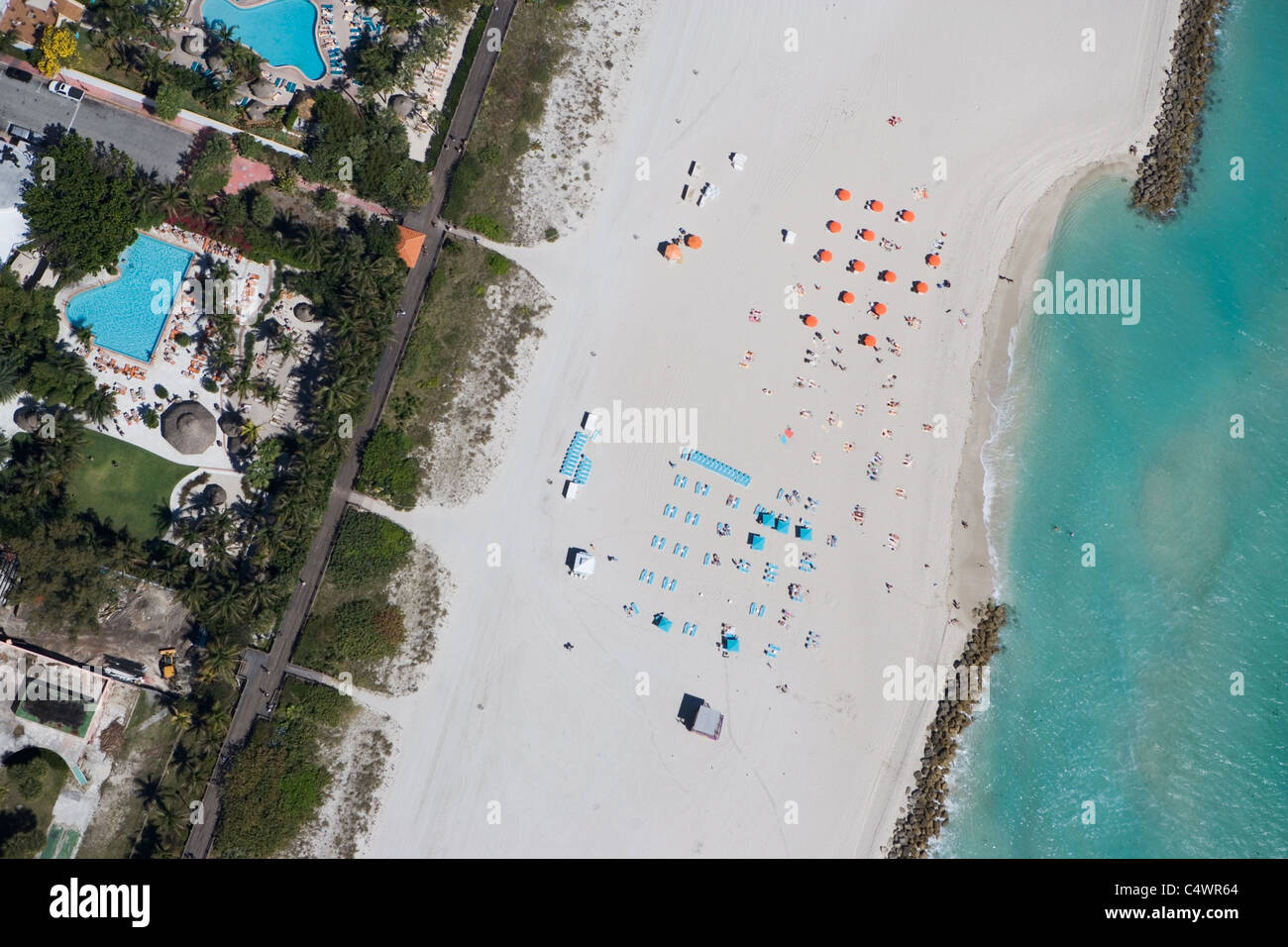 USA,Florida,Miami,Aerial view of sandy beach Stock Photo