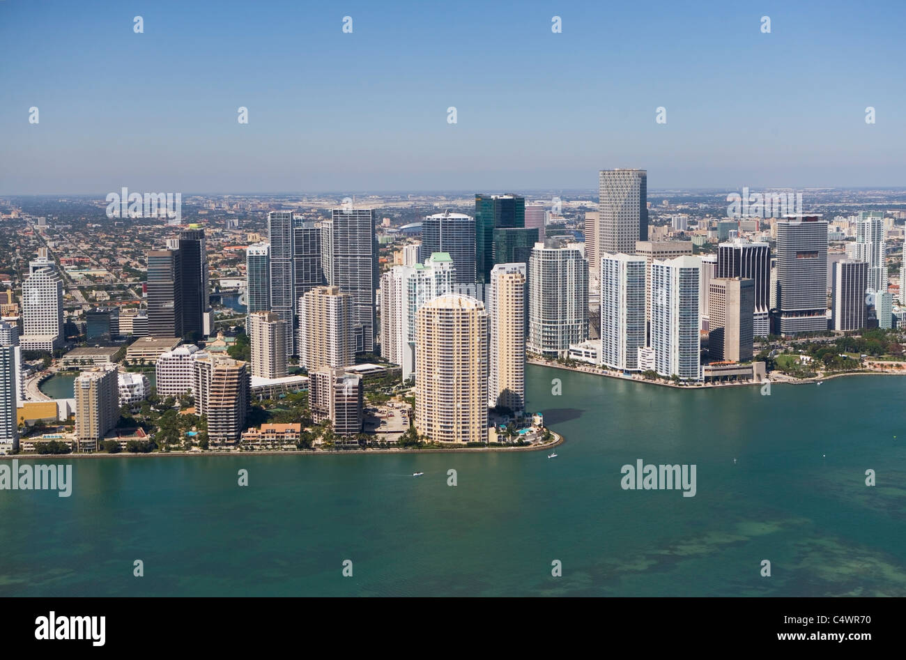 USA, Florida, Miami skyline as seen from air Stock Photo