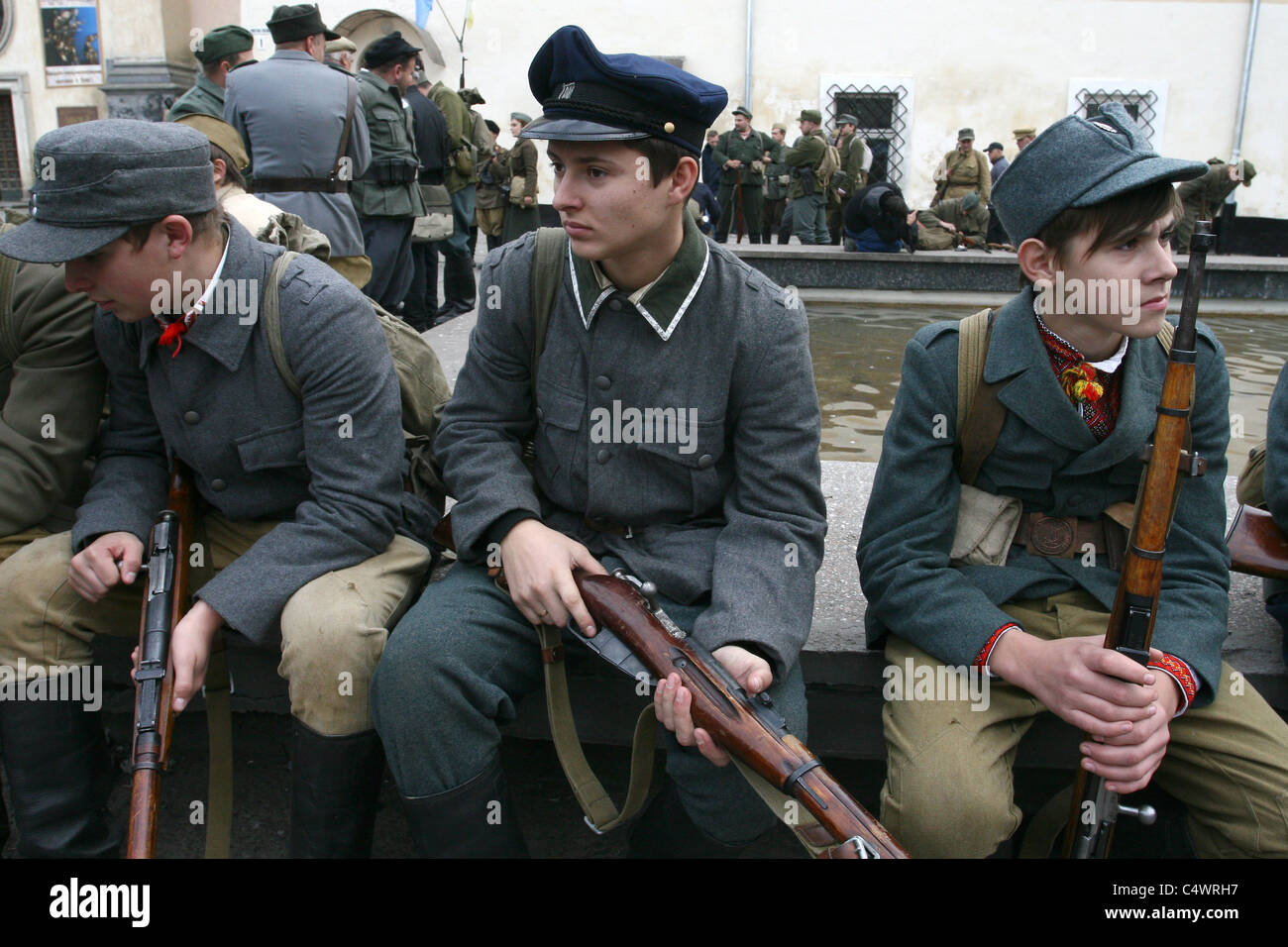 October 10, 2010.The march Glory to Ukrainian Insurgent Army in Lviv, Ukraine. Stock Photo