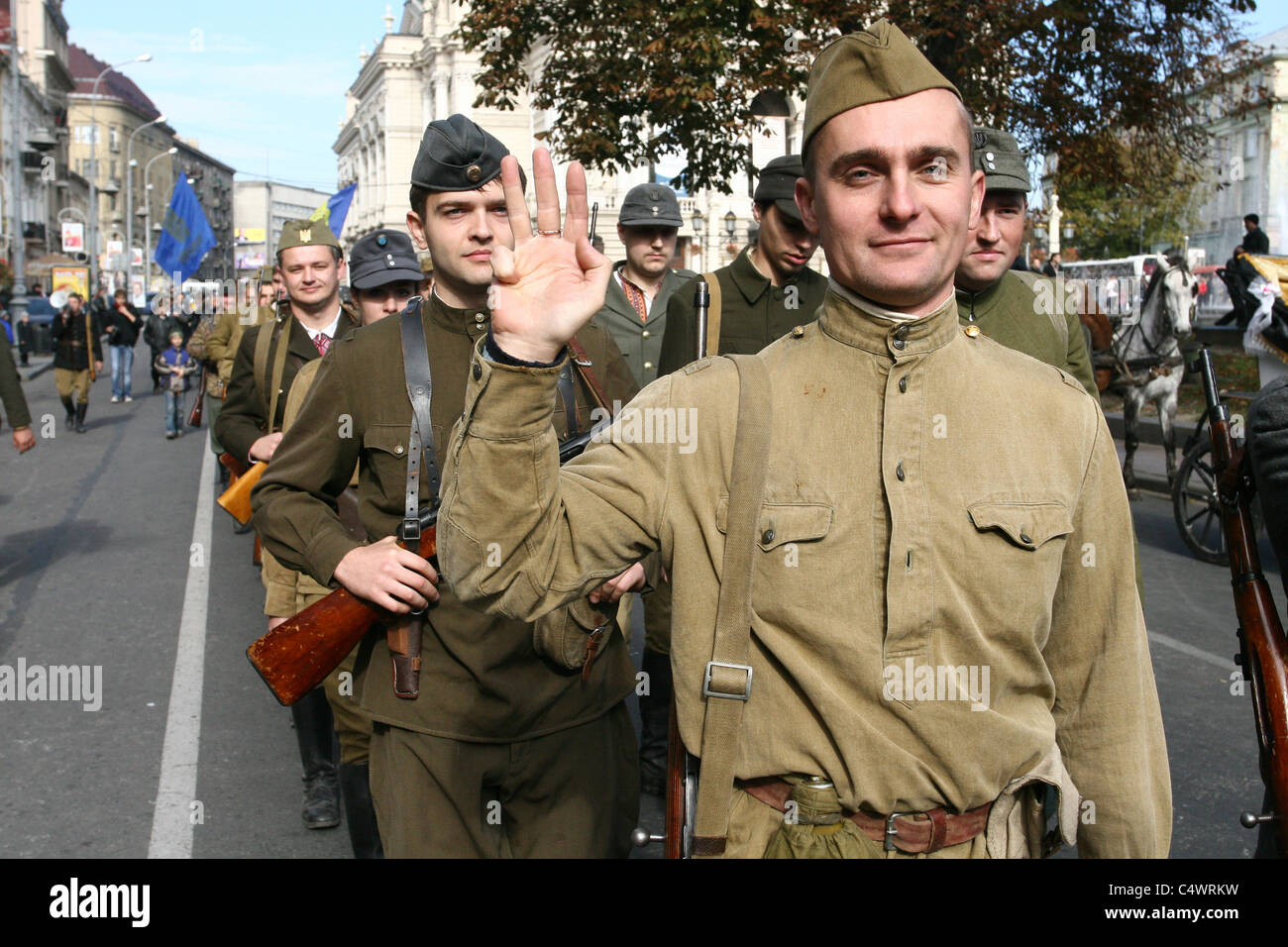 October 10, 2010.The march Glory to Ukrainian Insurgent Army in Lviv ...