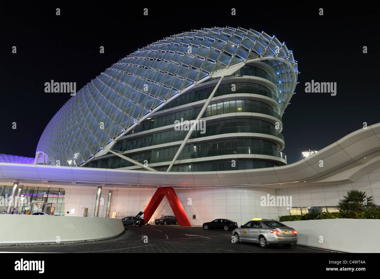 Yas Marina Hotel at night Stock Photo Alamy