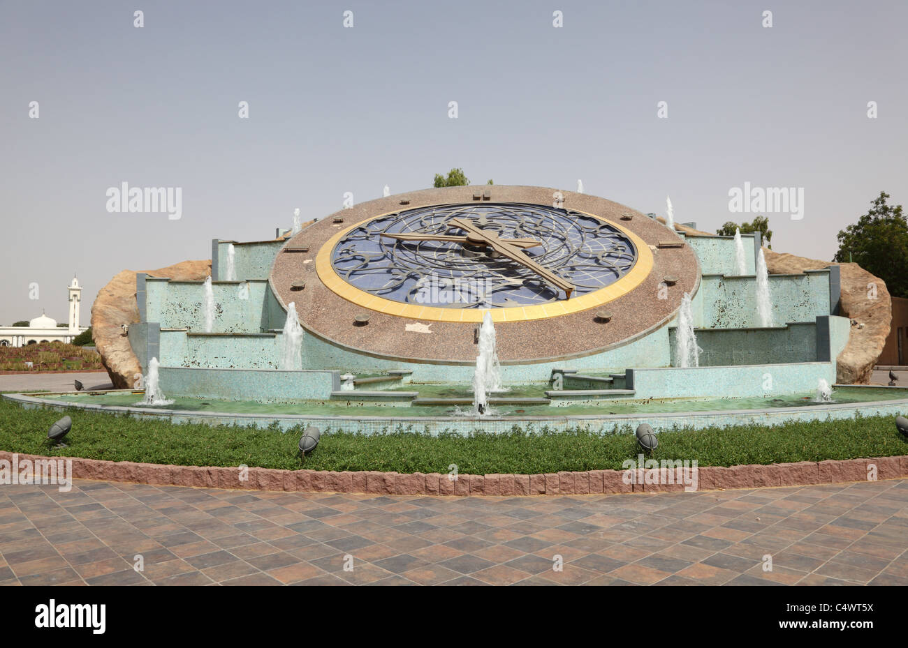 Roundabout clock in Al Ain, Abu Dhabi, United Arab Emirates Stock Photo