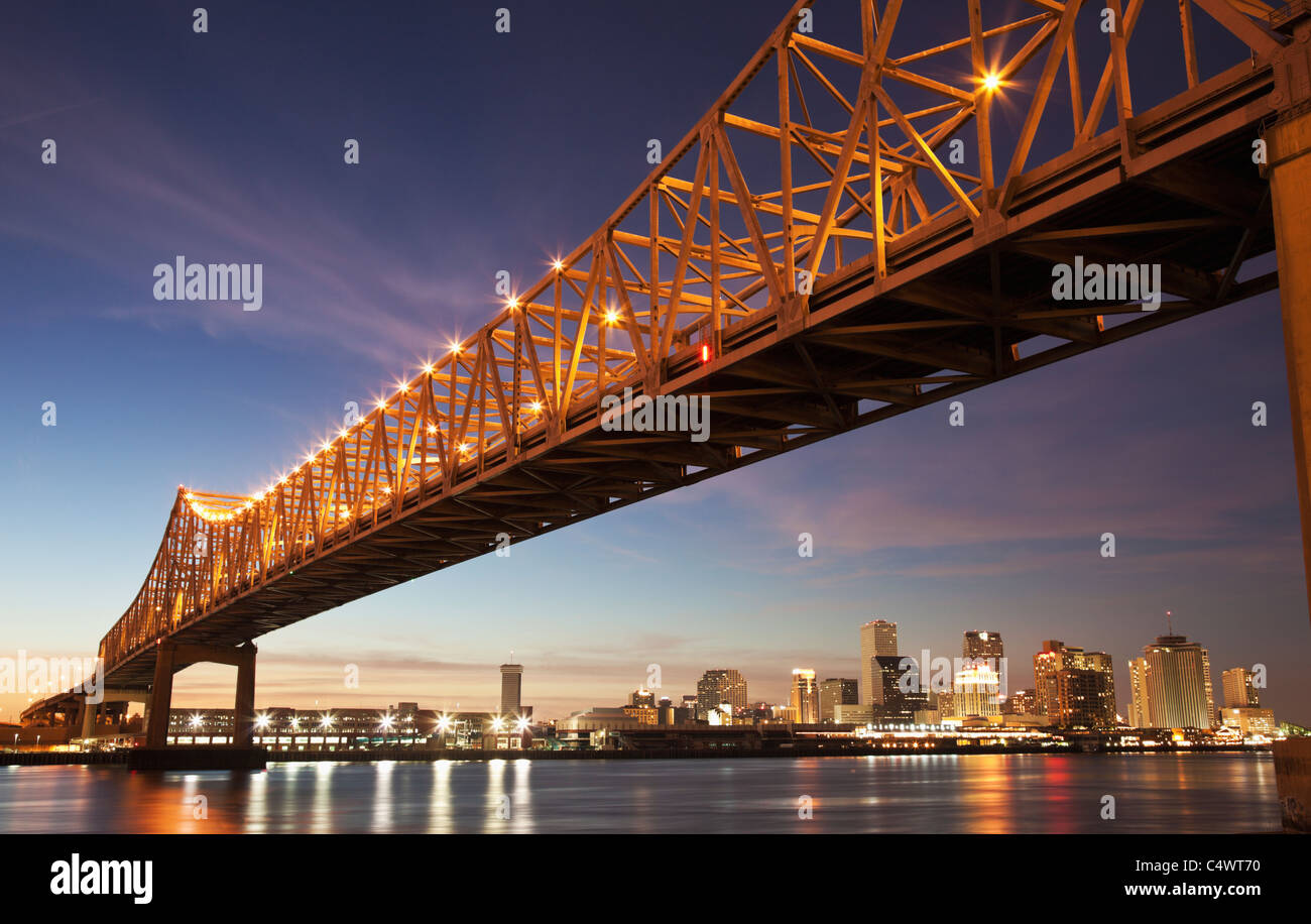 USA, Louisiana, New Orleans, Toll bridge over Mississippi River Stock Photo