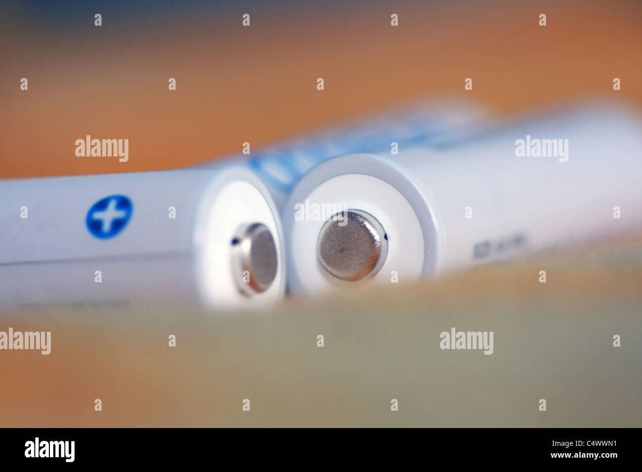 Zinc–carbon batteries, shallow DOF Stock Photo