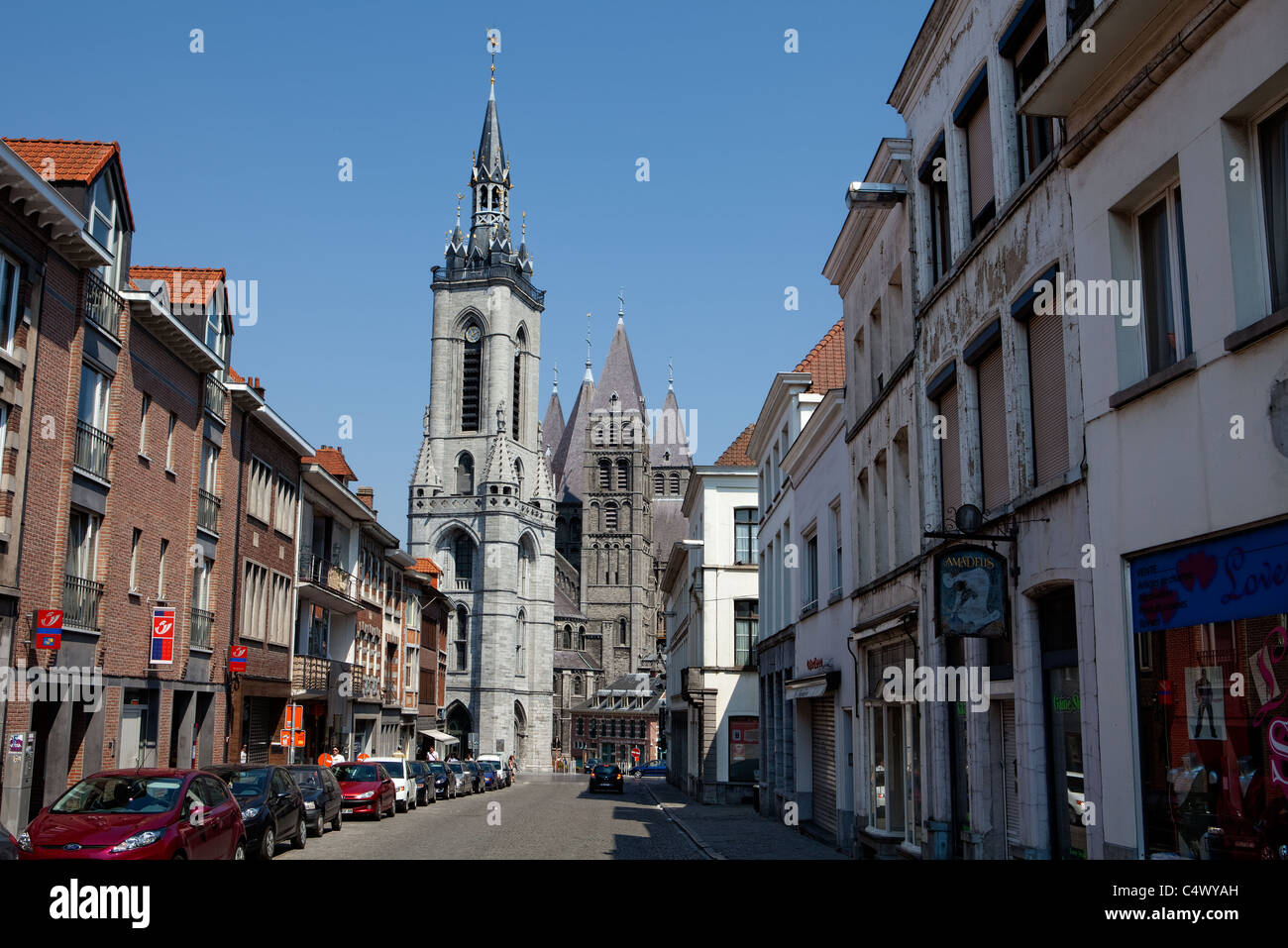 Belfry, Tournai, Grand Place, Tournai, Hainaut, Wallonia, Belgium, Europe Stock Photo