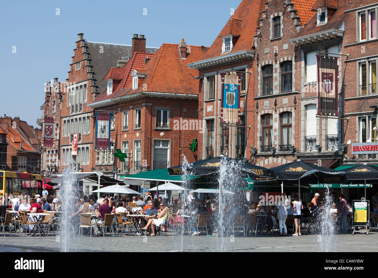 Grand Place, Tournai, Hainaut, Wallonia, Belgium, Europe Stock Photo