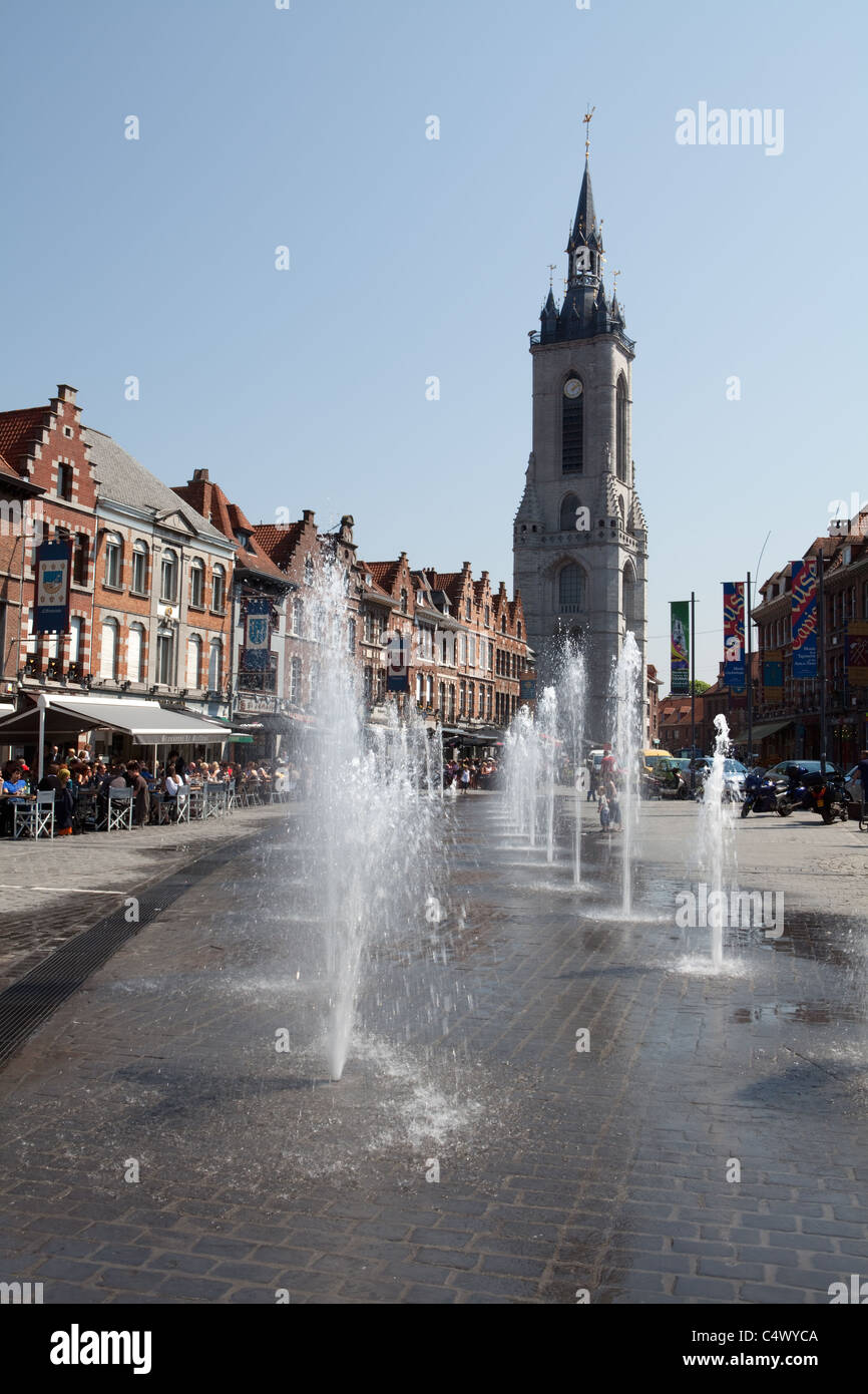 Belfry, Tournai, Grand Place, Tournai, Hainaut, Wallonia, Belgium, Europe Stock Photo