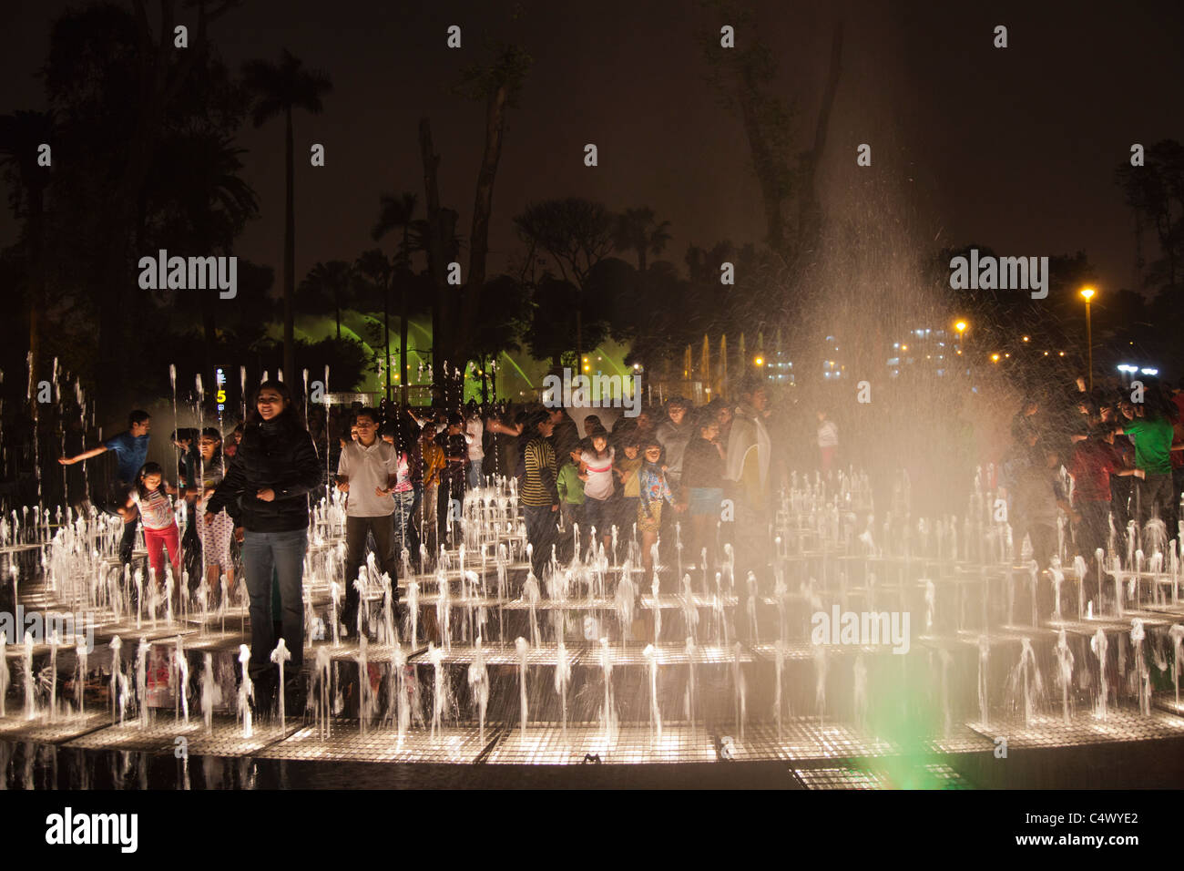The fountains and light show at Parque de la Reserva, Lima, Peru Stock ...