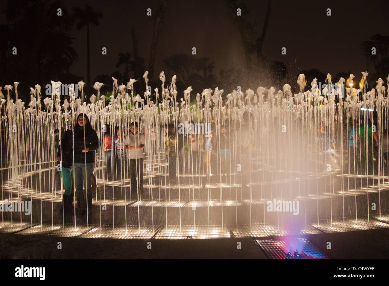 The fountains and light show at Parque de la Reserva, Lima, Peru Stock Photo