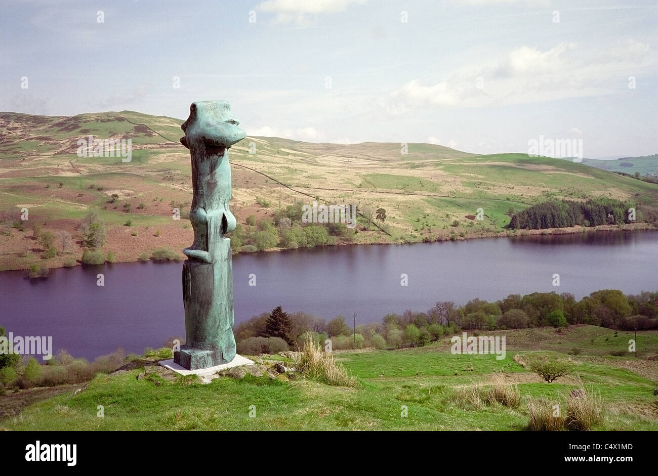'The Crucifix' Sculpture by Henry Moore above Glenkiln Reservoir & Sculpture Park, Dumfries and Galloway, Scotland Stock Photo
