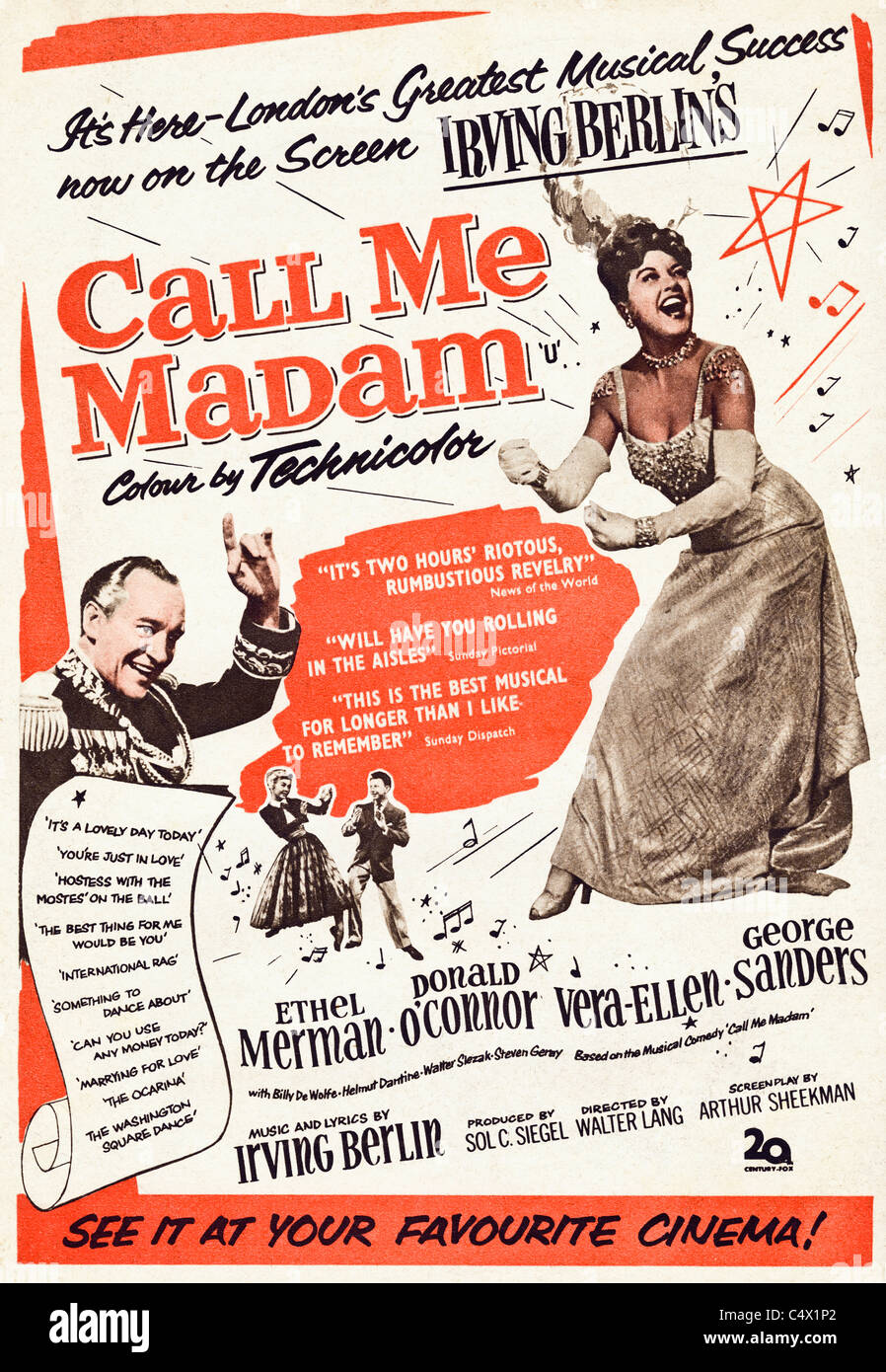 Original period advertisement in magazine circa 1953 advertising film of Irving Berlin's CALL ME MADAM Stock Photo