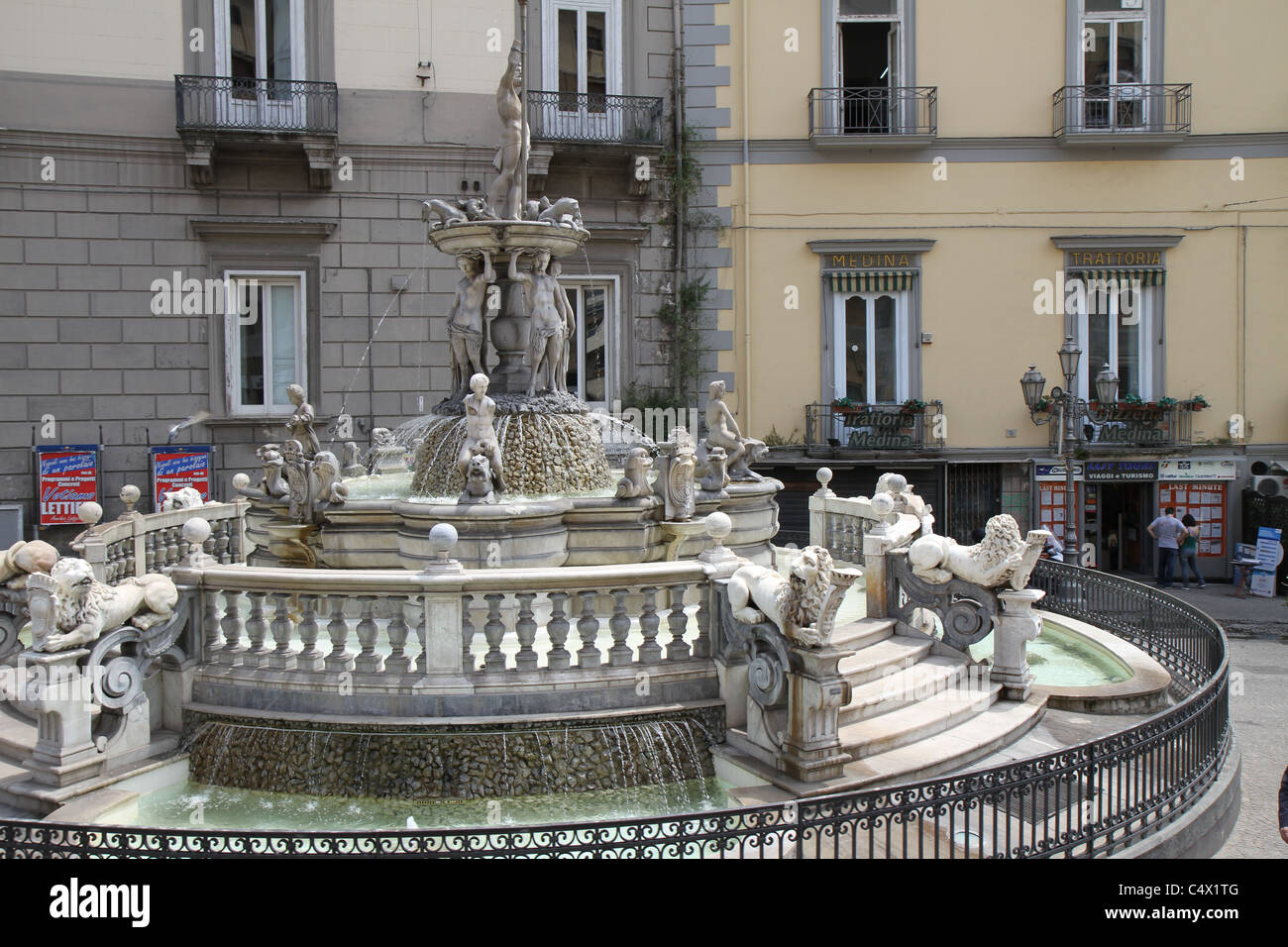 Philippo Rege Fountain in Naples, Italy. Stock Photo