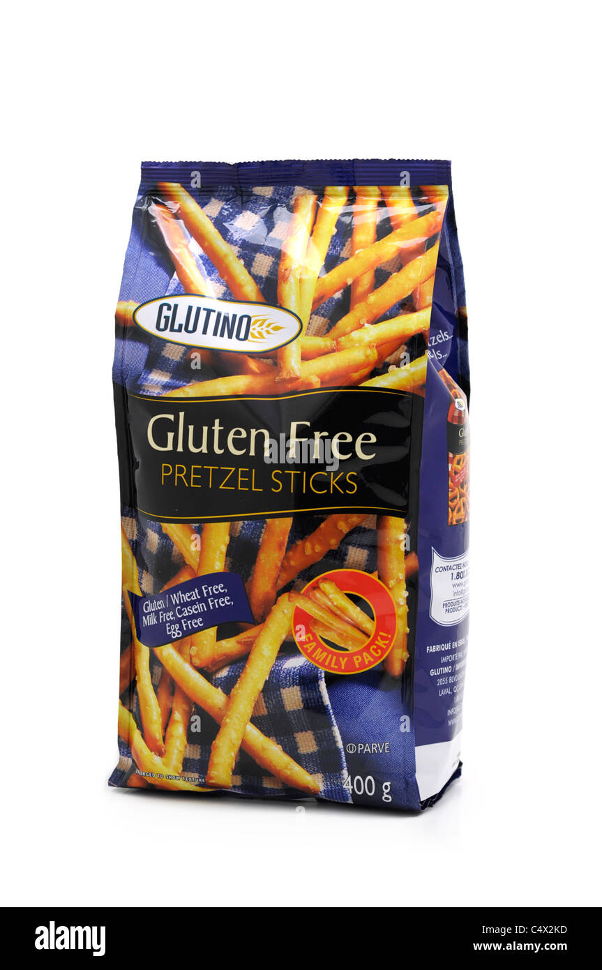 Gluten Free Food Products, Bag of Pretzels Stock Photo