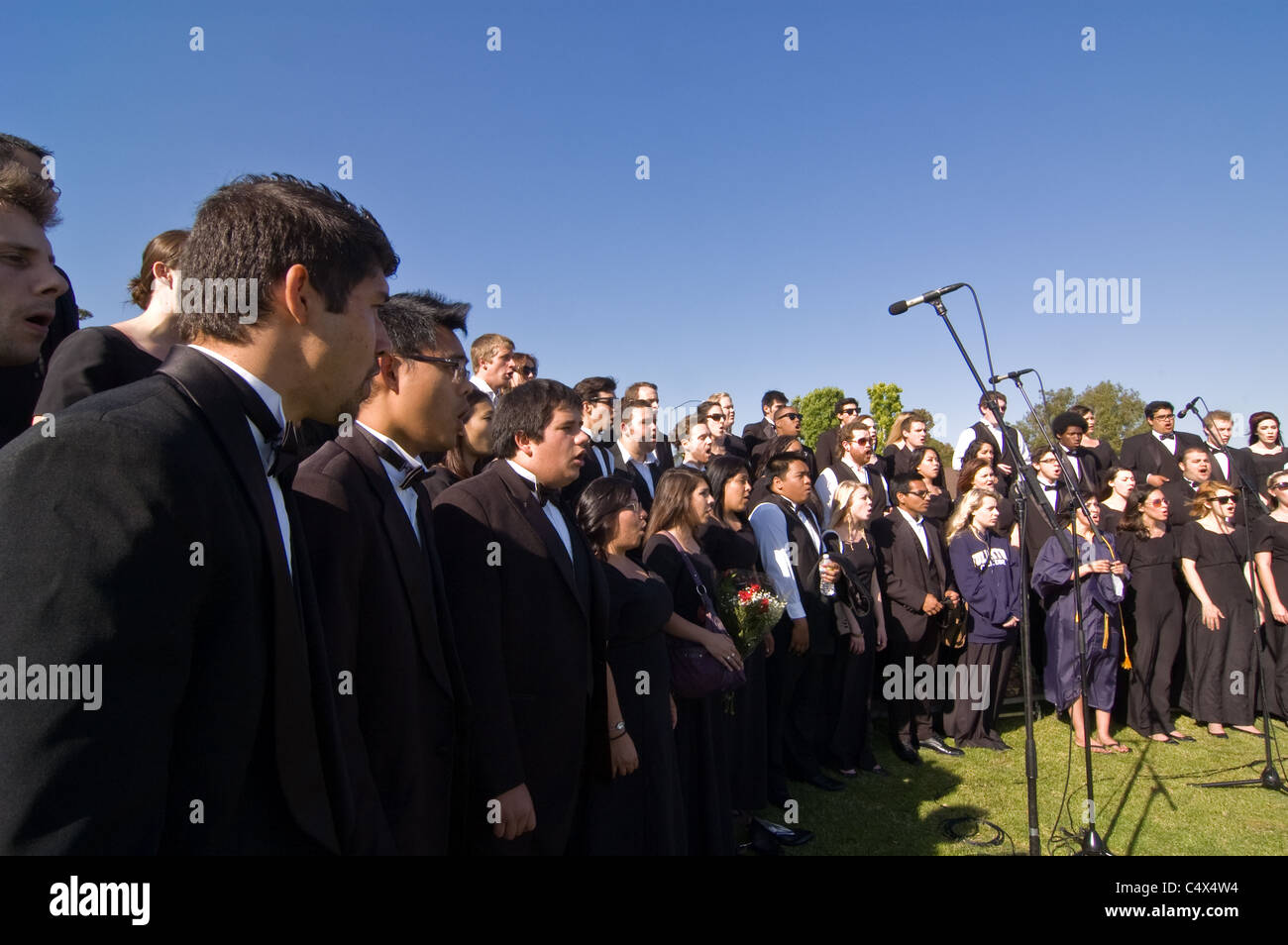 Choir performing at the Fullerton College 2011 graduation ceremony Stock Photo
