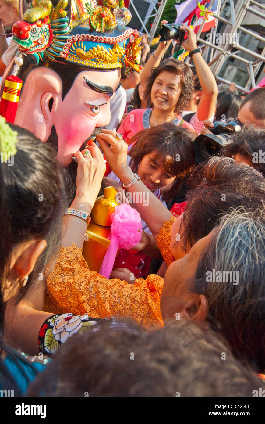 Donation during the Chinese New Year festival, China Town, Bangkok Stock Photo