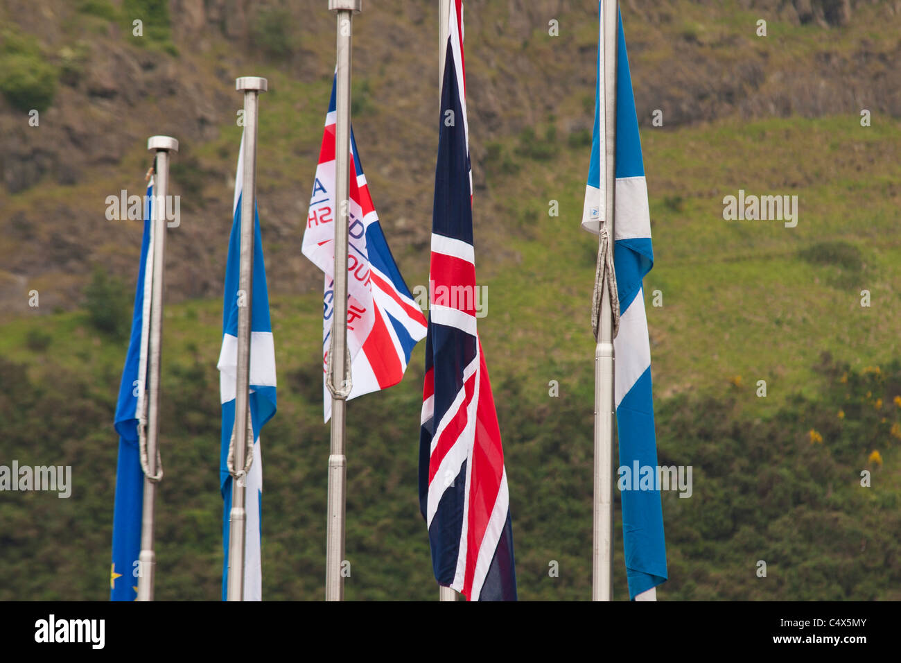 Armed with union jack flags hi-res stock photography and images - Alamy