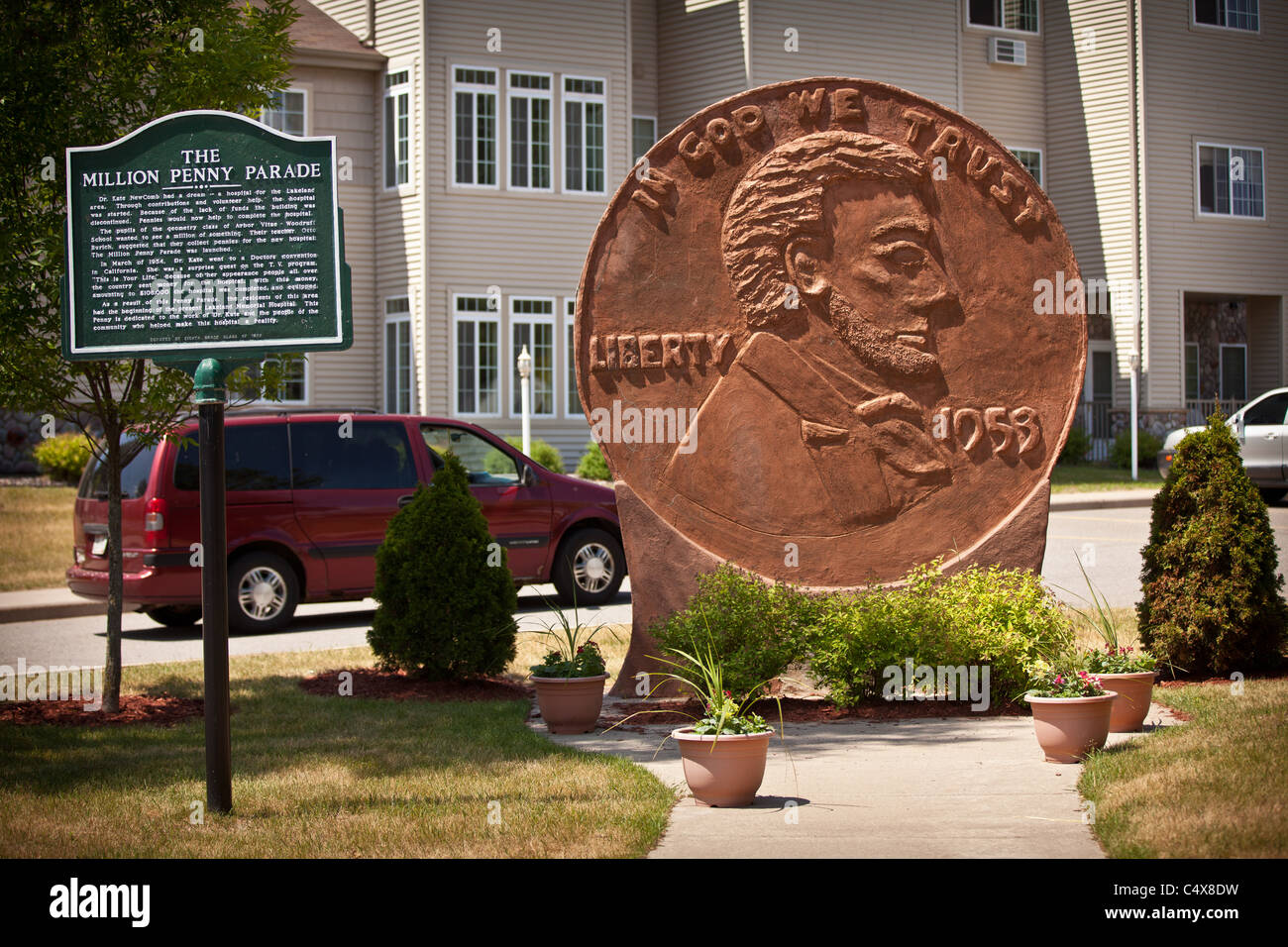 Million Penny Parade marker Woodruff, Wisconsin. Also the world's