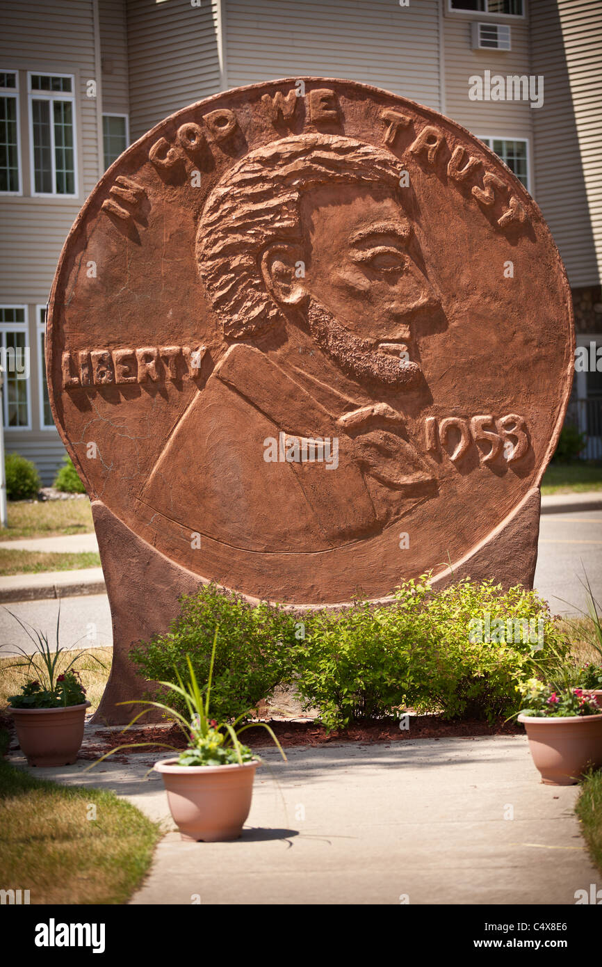 Million Penny Parade marker Woodruff, Wisconsin. Also the world's