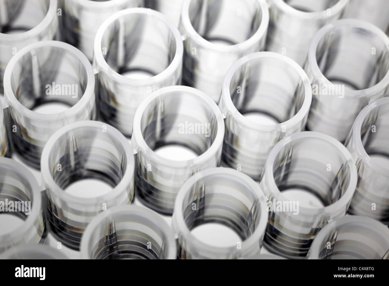 Closeup of a white plastic 96well plate used for luminescence