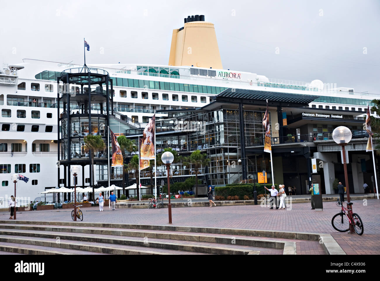 The P&O Cruise Ship Aurora Docked at The Overseas Passenger Terminal in Sydney Harbour New South Wales NSW Australia Stock Photo