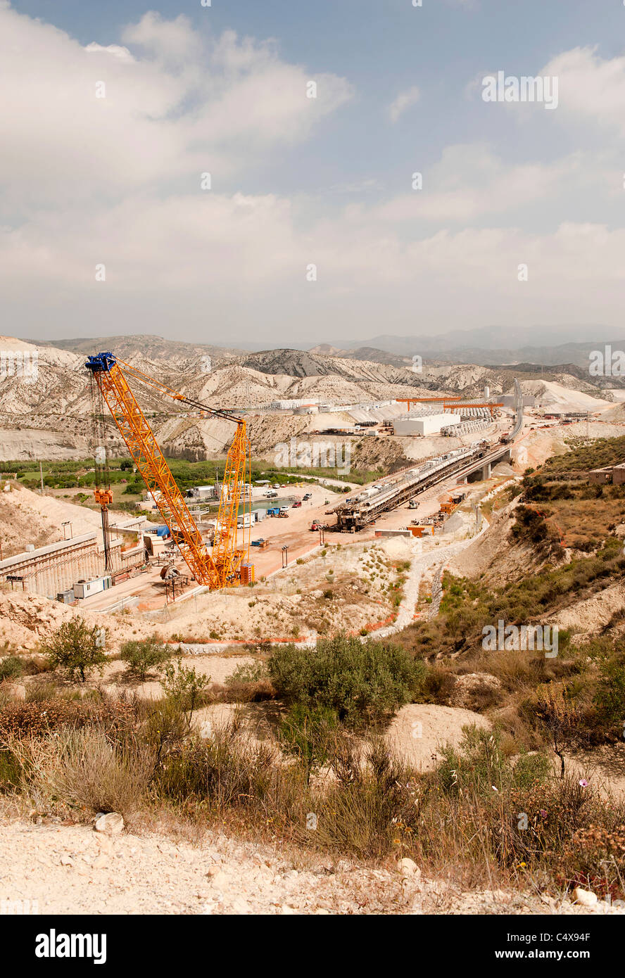 High Speed Railway line between Murcia and Almeria, Spain, construction site Stock Photo