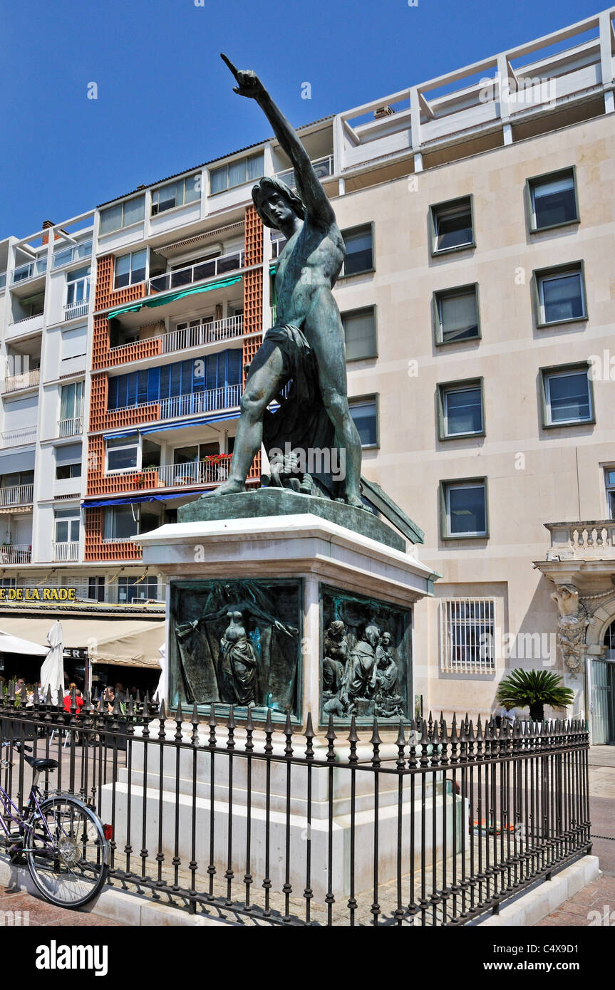 Statue of the sailing genius by Louis-Joseph Daumas in 1847, Carre du Port, Toulon Stock Photo