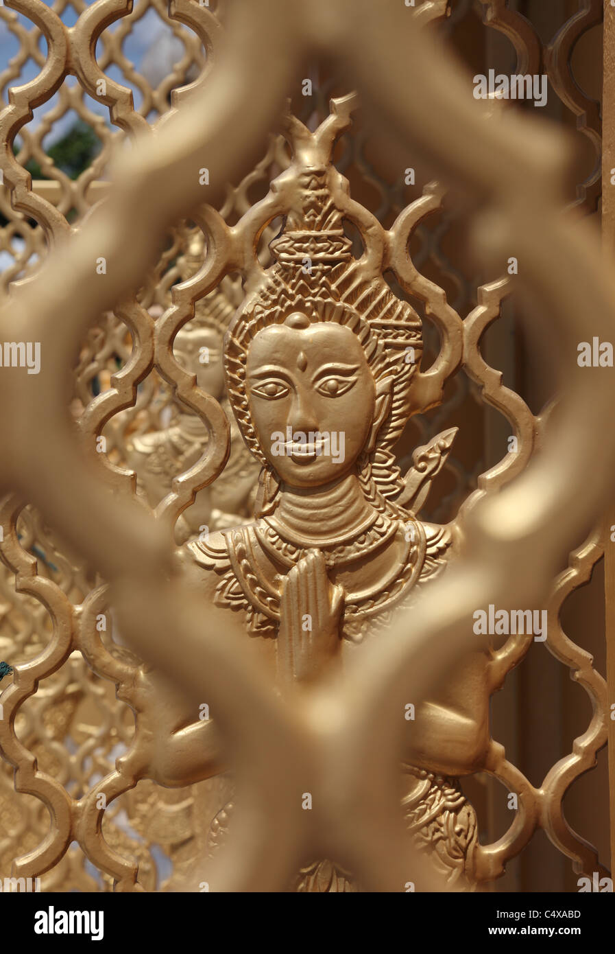 Buddhist Artwork at Wat Jaroen Sukaram Worawiharn, Samut Songkhram Province, Thailand Stock Photo