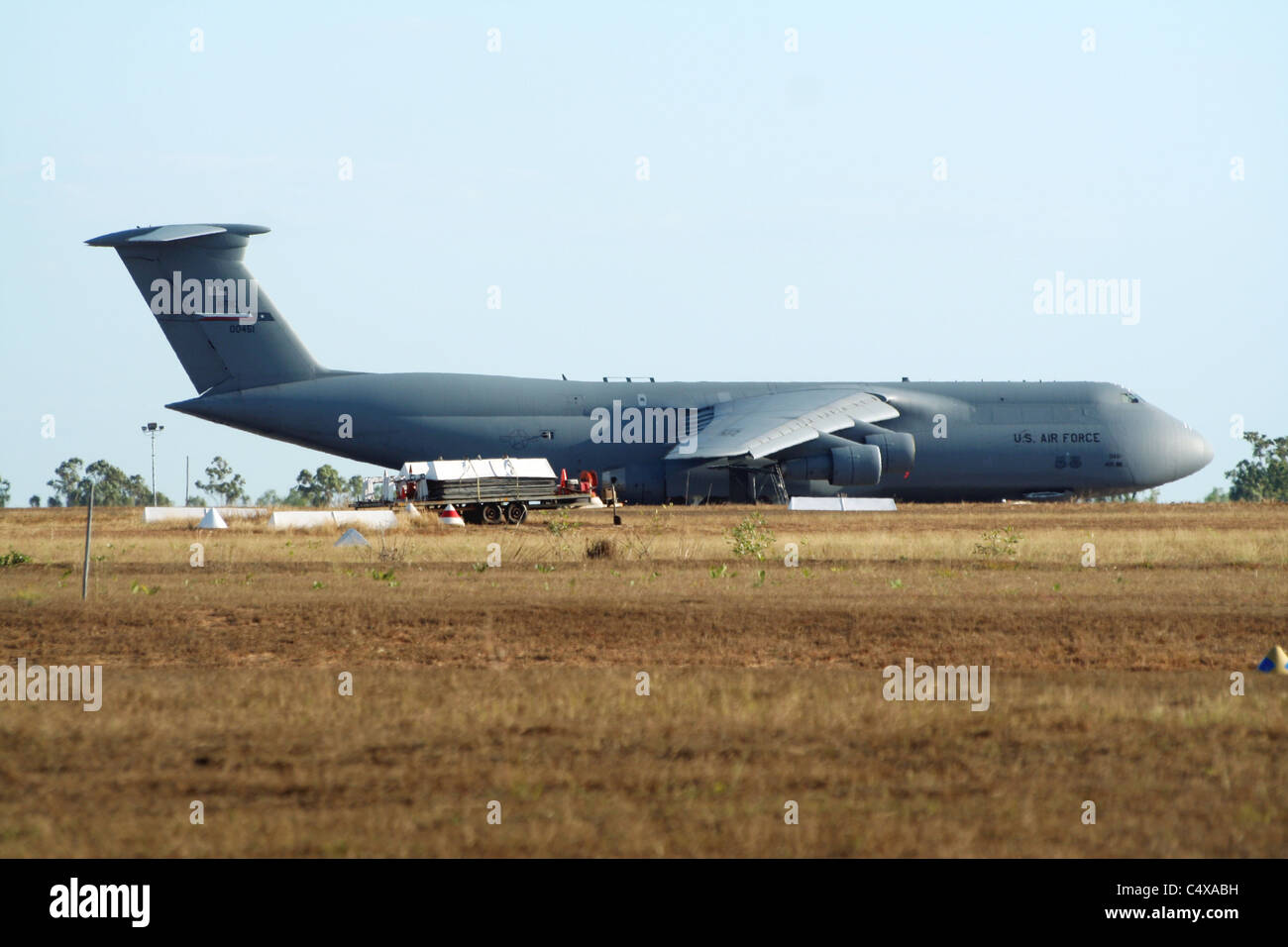 US Air Force C-5 Galaxy at Darwin Airport. Australia Stock Photo