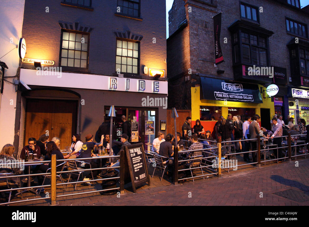 People outside bars on a Saturday night in Nottingham city centre. Stock Photo