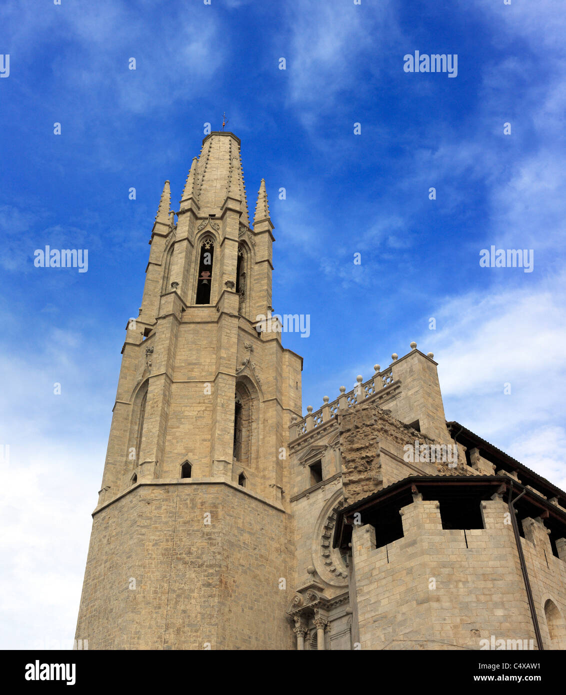Collegiate Church of Sant Feliu, Girona, Catalonia, Spain Stock Photo
