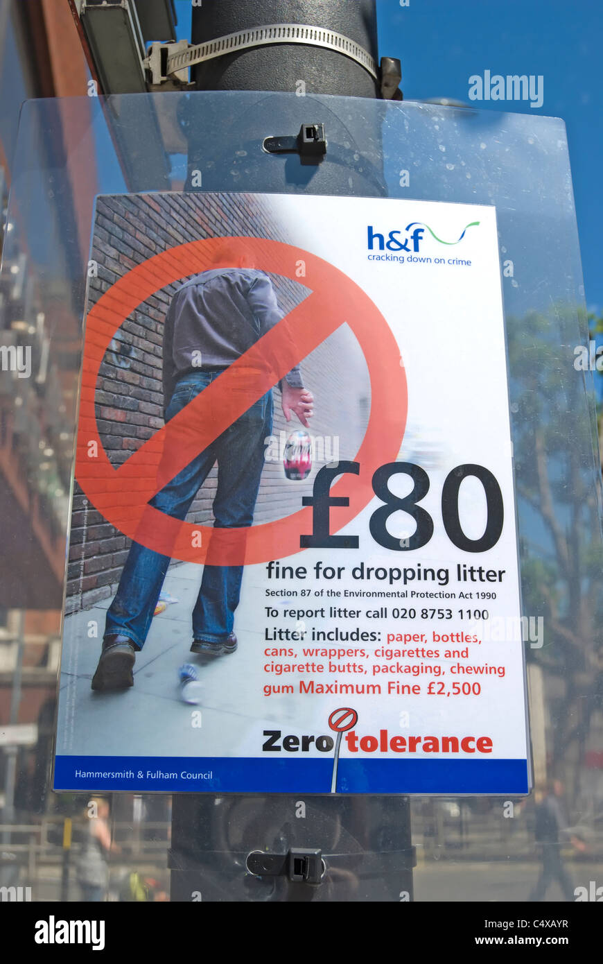hammersmith and fulham council poster warning of an £80 fine for