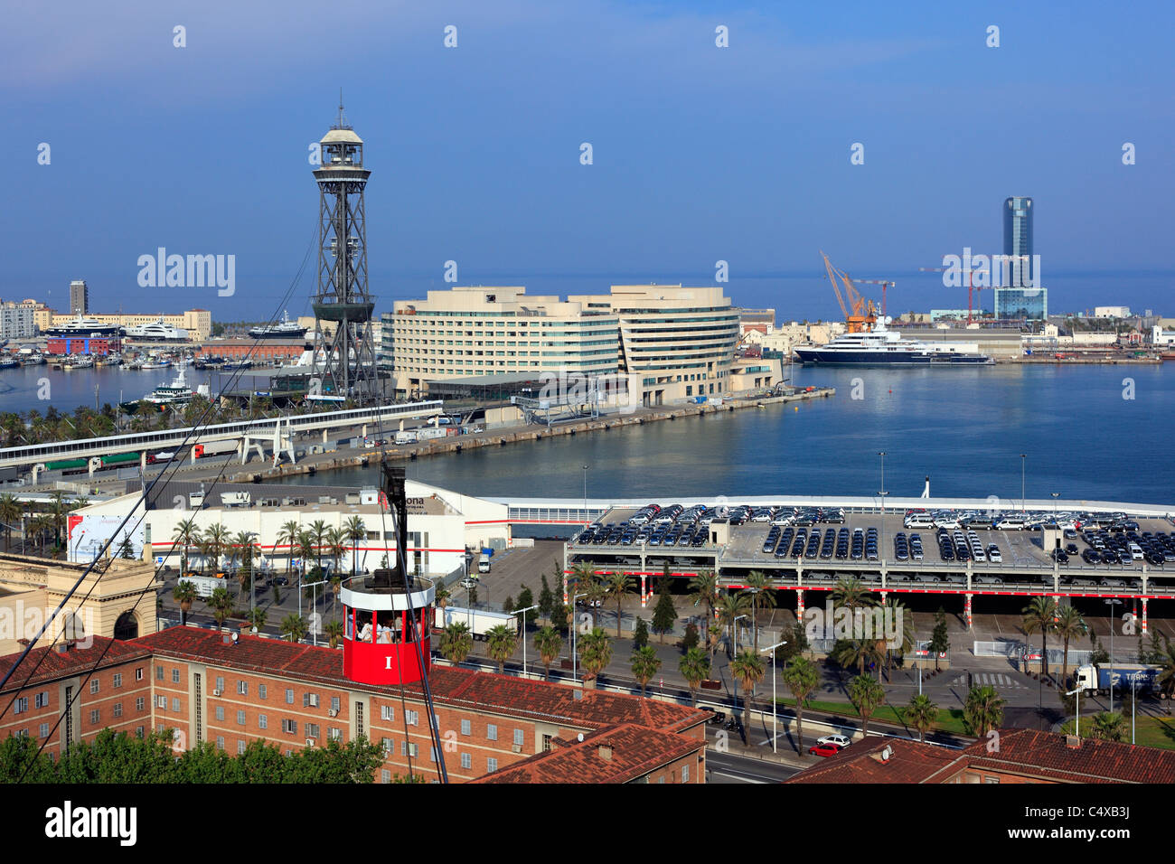 View of the city from Montjuic, Barcelona, Catalonia, Spain Stock Photo